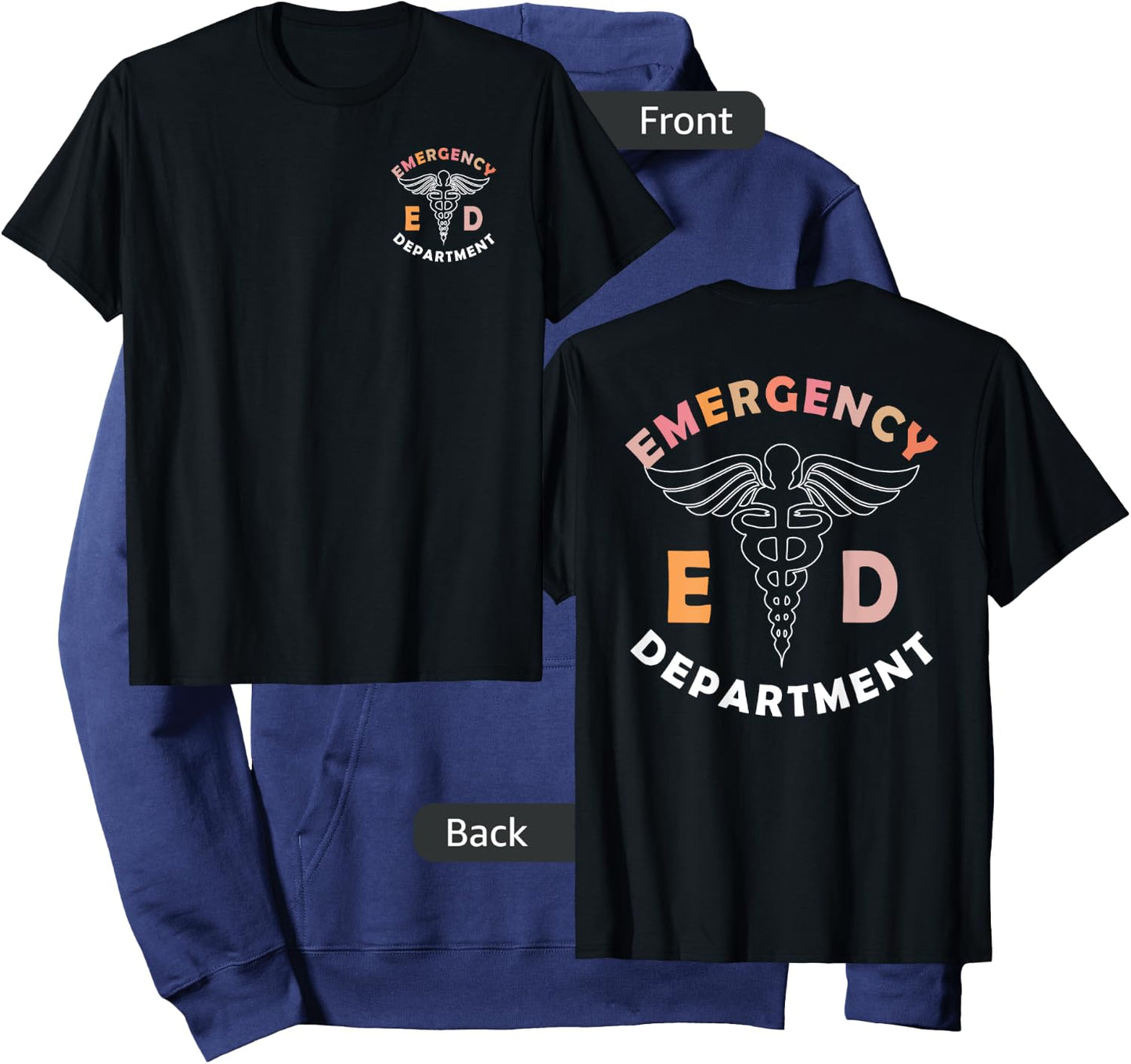 Emergency Department (Front And Back), ER Healthcare Nursing Hoodie - Hoodie | Navy