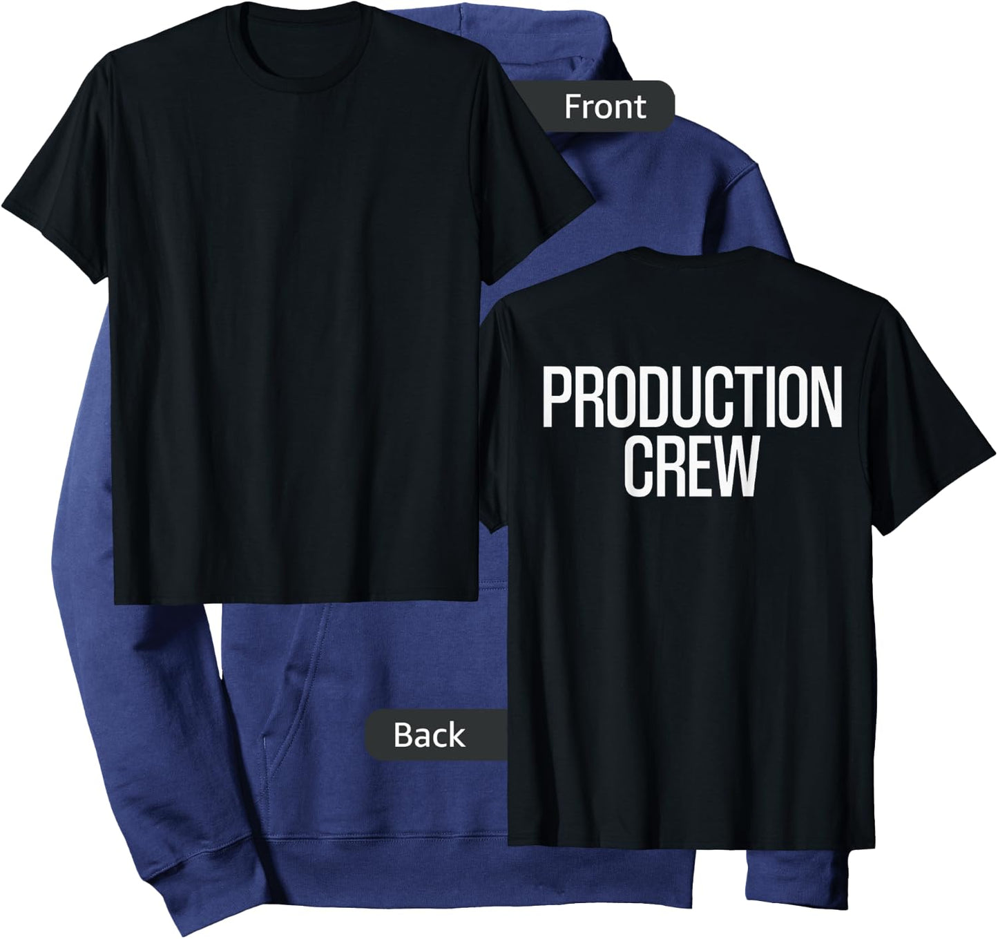Bold Production Crew Text PRINT ON BACK | Film Crew Hoodie - Hoodie | Navy