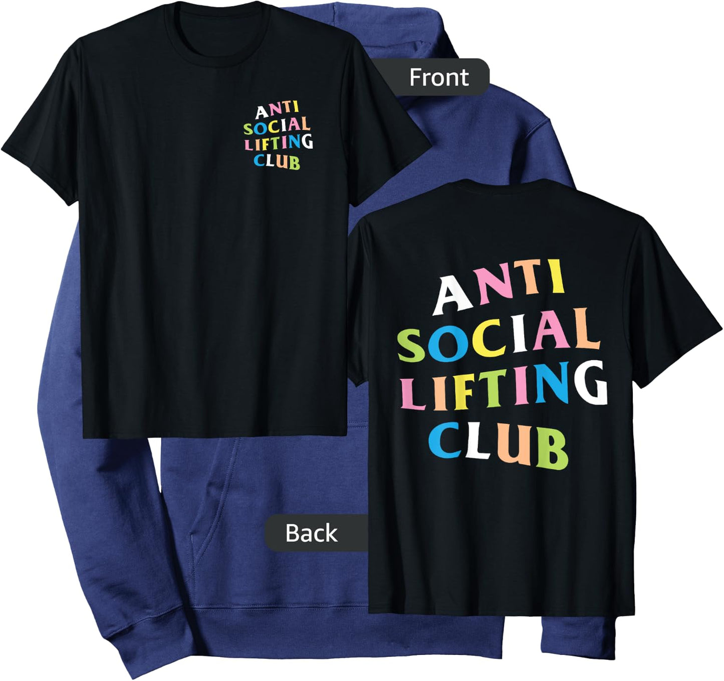 Anti Social Lifting Club: Rainbow Logo (Front + Back) Hoodie - Hoodie | Navy