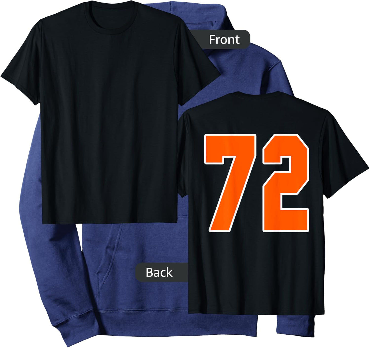 Back Print Orange Sports Block Number 72 For Sports Team Hoodie - Hoodie | Navy