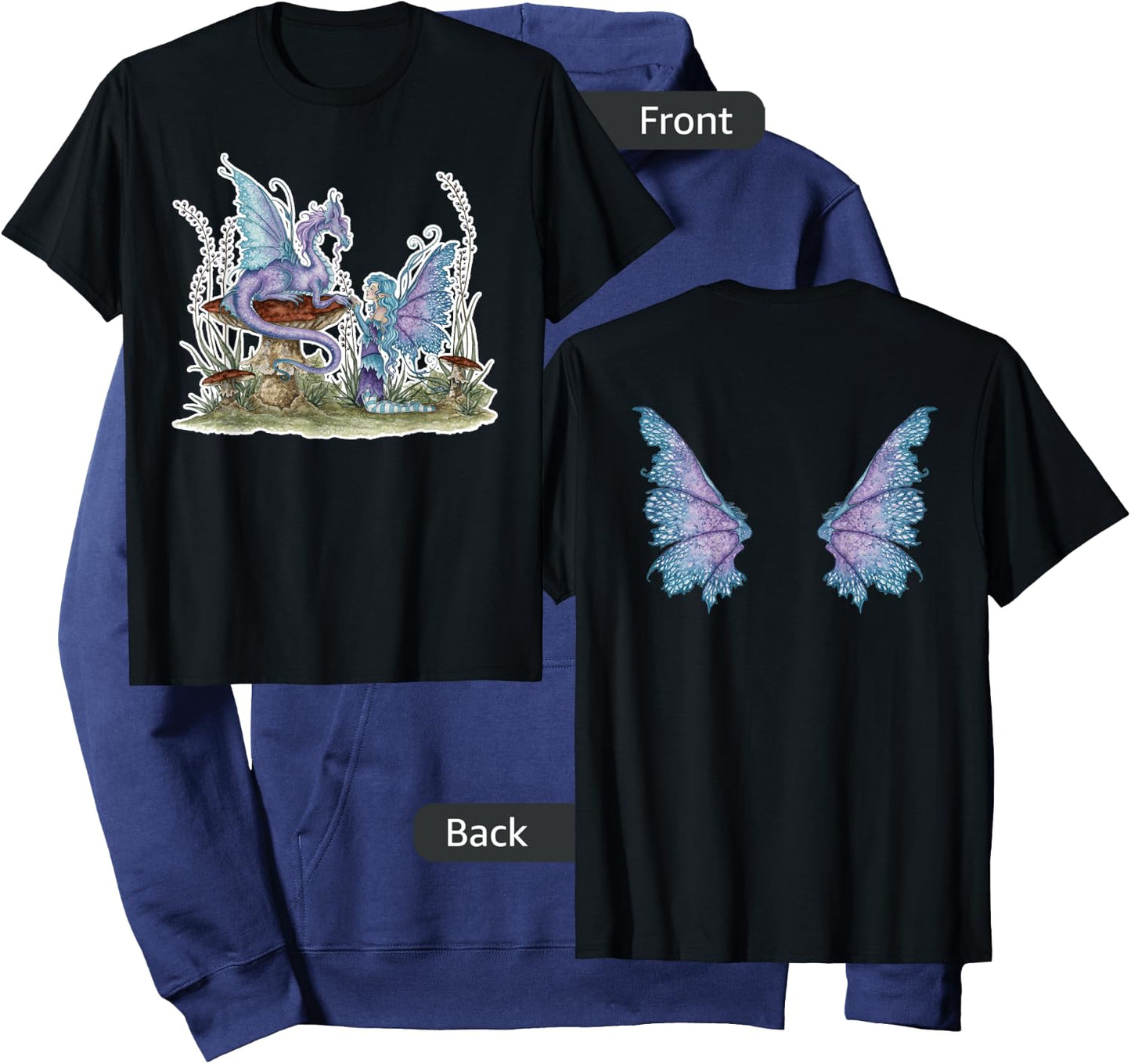 Amy Brown Companions Fairy & Dragon Hoodie - Hoodie | Navy