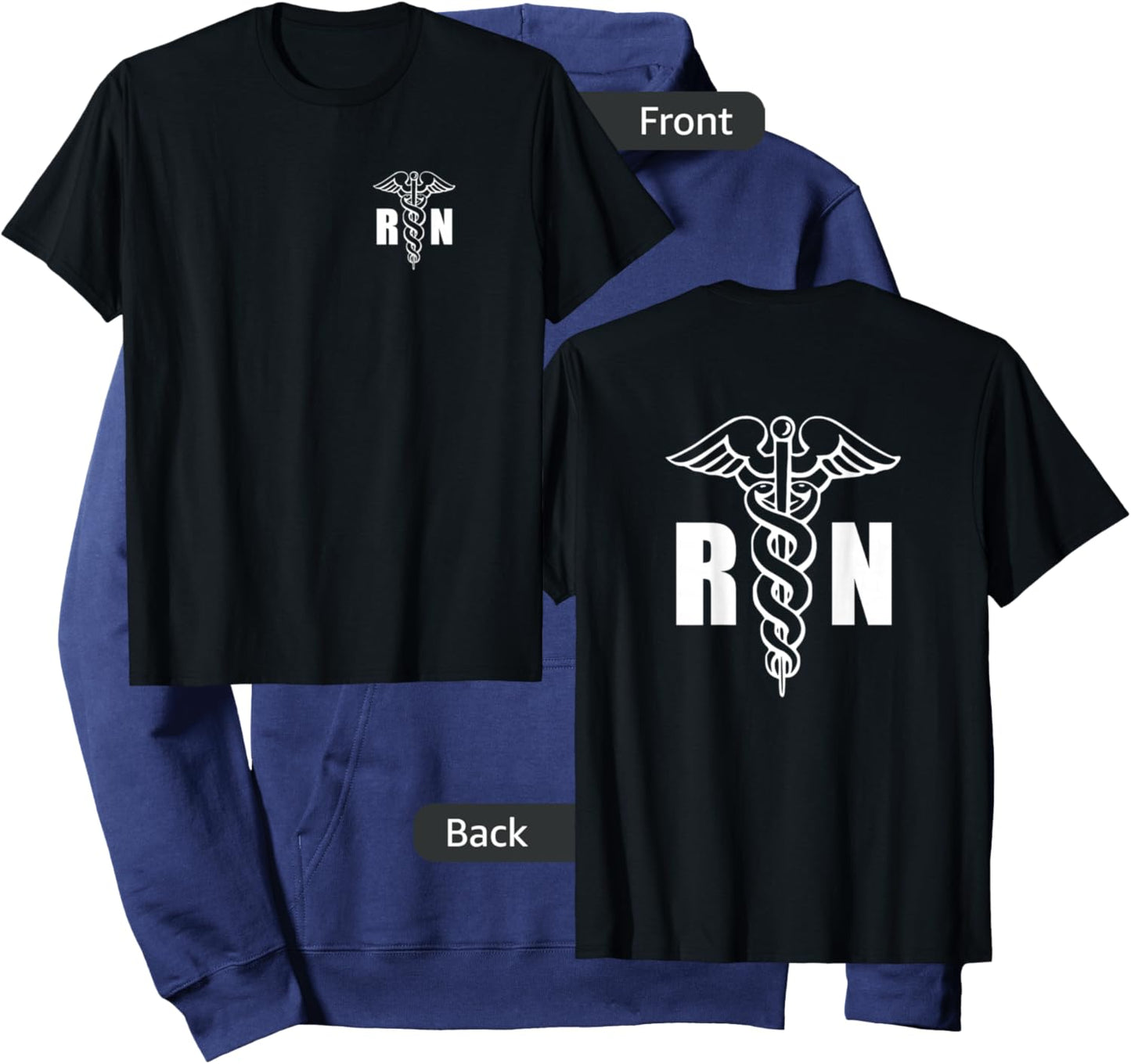 Nurse RN Medical Caduceus Symbol (Front And Back Design) Hoodie - Hoodie | Navy