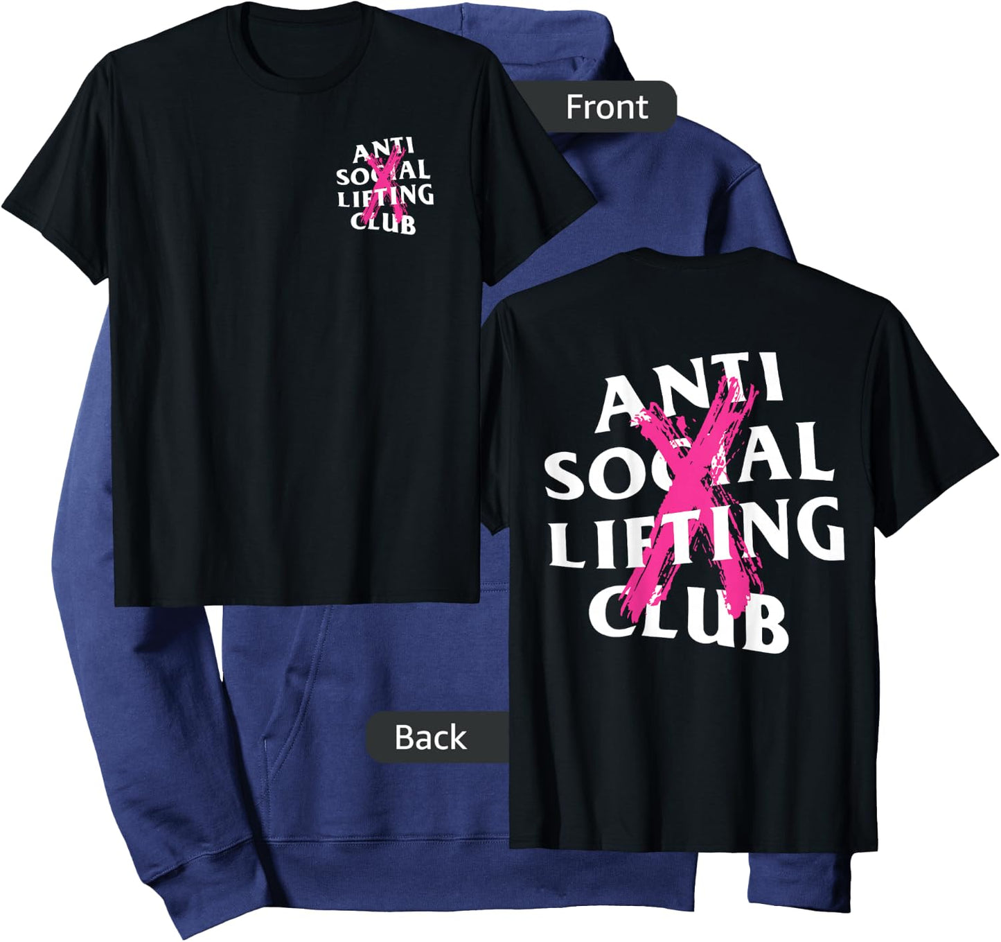 Anti Social Lifting Club: Canceled Pink (Front + Back) Hoodie - Hoodie | Navy