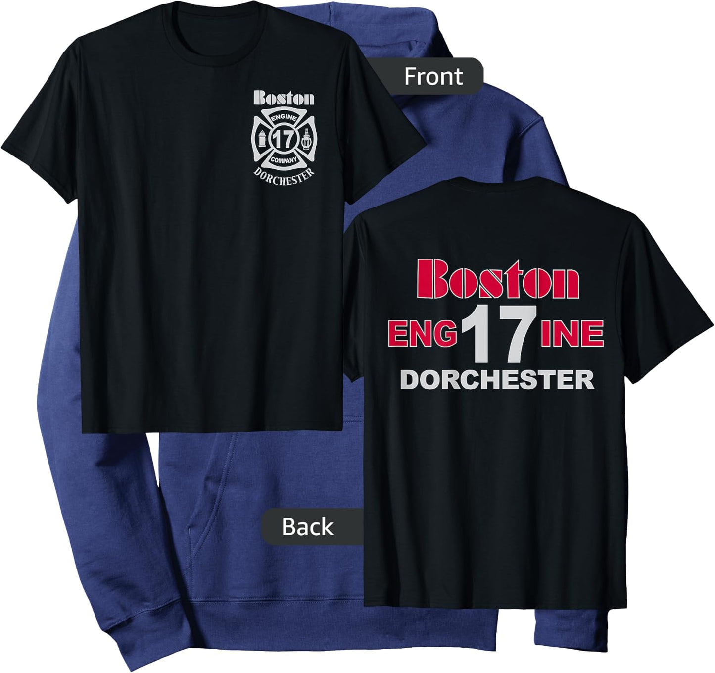 Boston Fire Department Engine 17 Dorchester - Light Graphics Hoodie - Hoodie | Navy