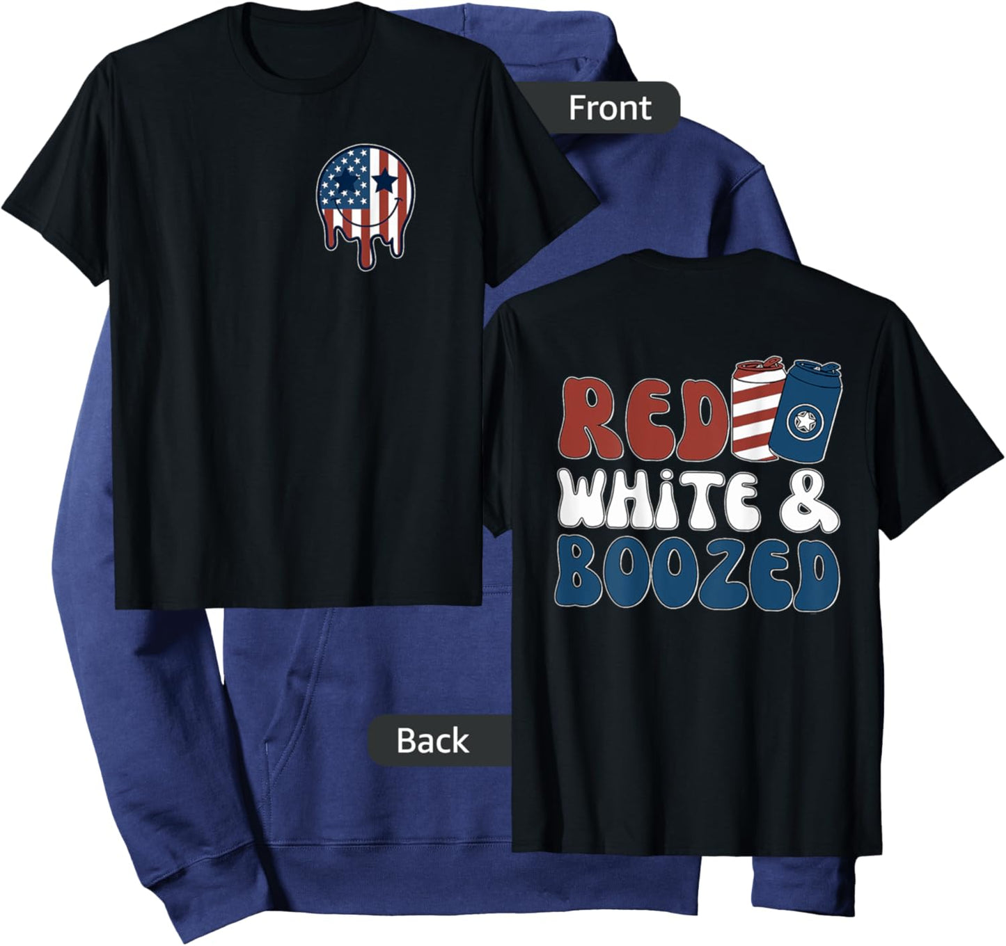 Red White And Boozy Patriotic American Beer Drinking Hoodie - Hoodie | Navy