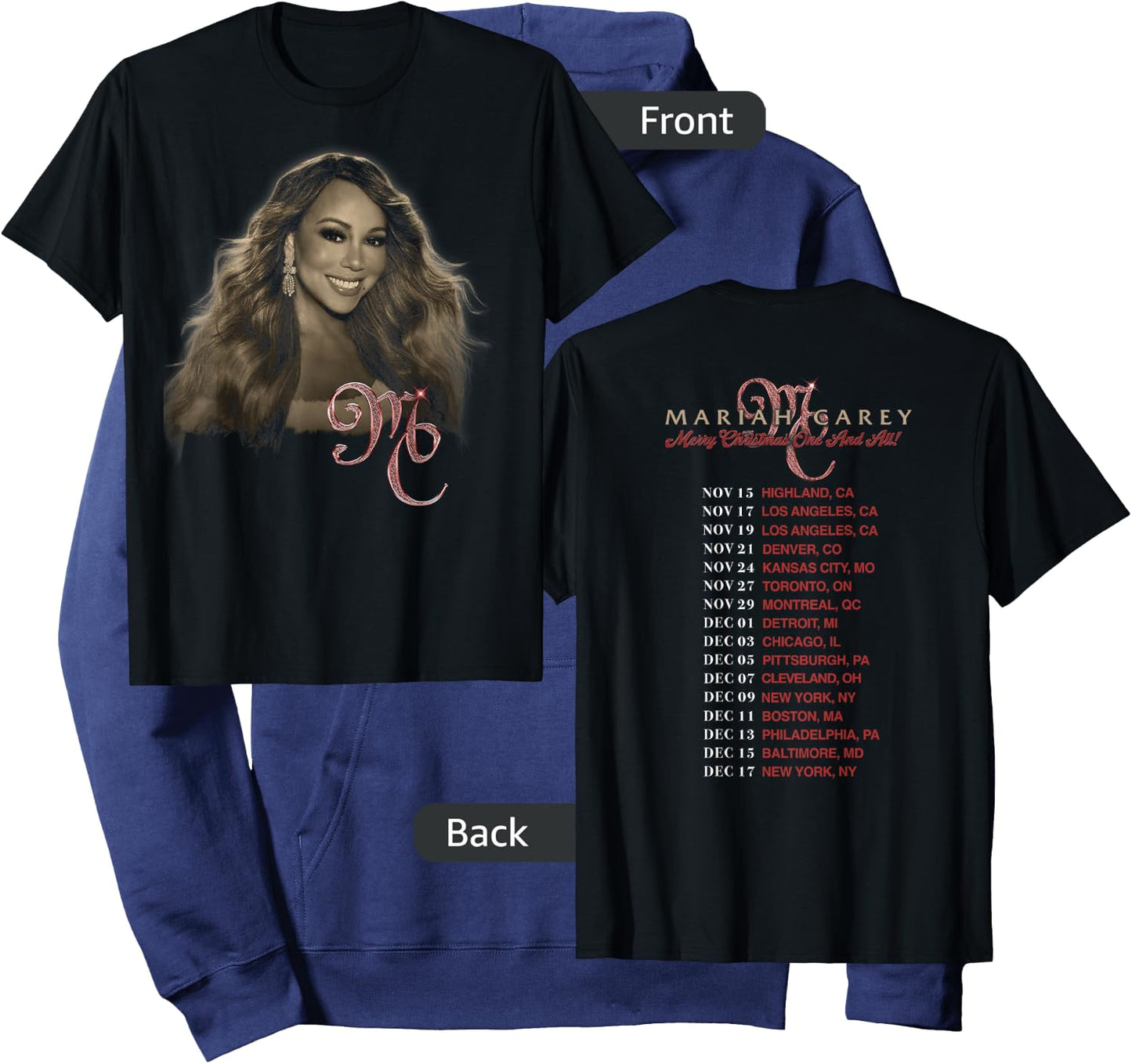 Mariah Carey Official Merry Christmas One & All Tour Photo Hoodie - Hoodie | Navy
