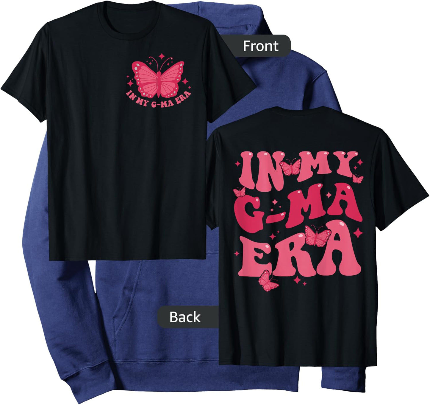In My G-Ma Era Baby Announcement for Grandma Mama on Back Hoodie - Hoodie | Navy