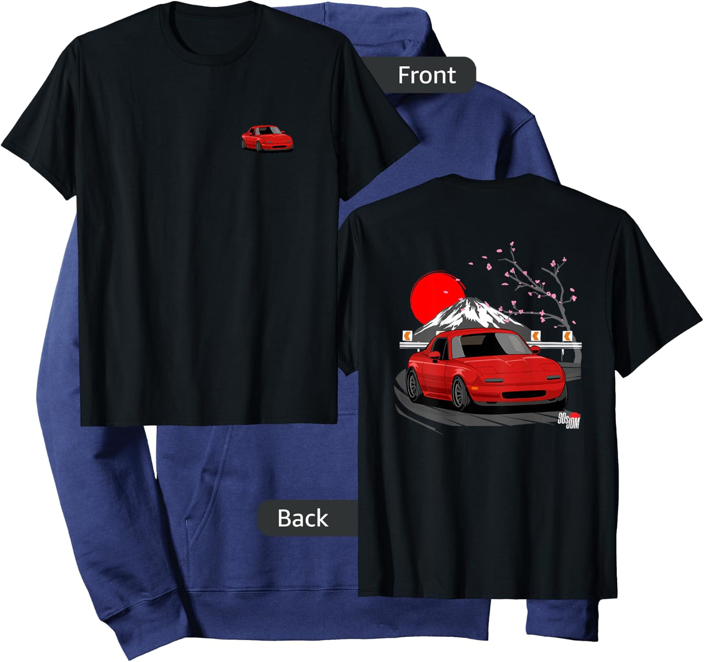 90s JDM MX Convertible Car 2-Side Graphic Hoodie - Hoodie | Navy