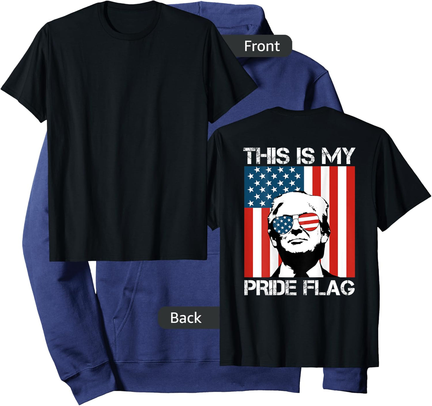 This Is My Pride Flag Trump American Flag 4th July On Back Men Hoodie - Hoodie | Navy