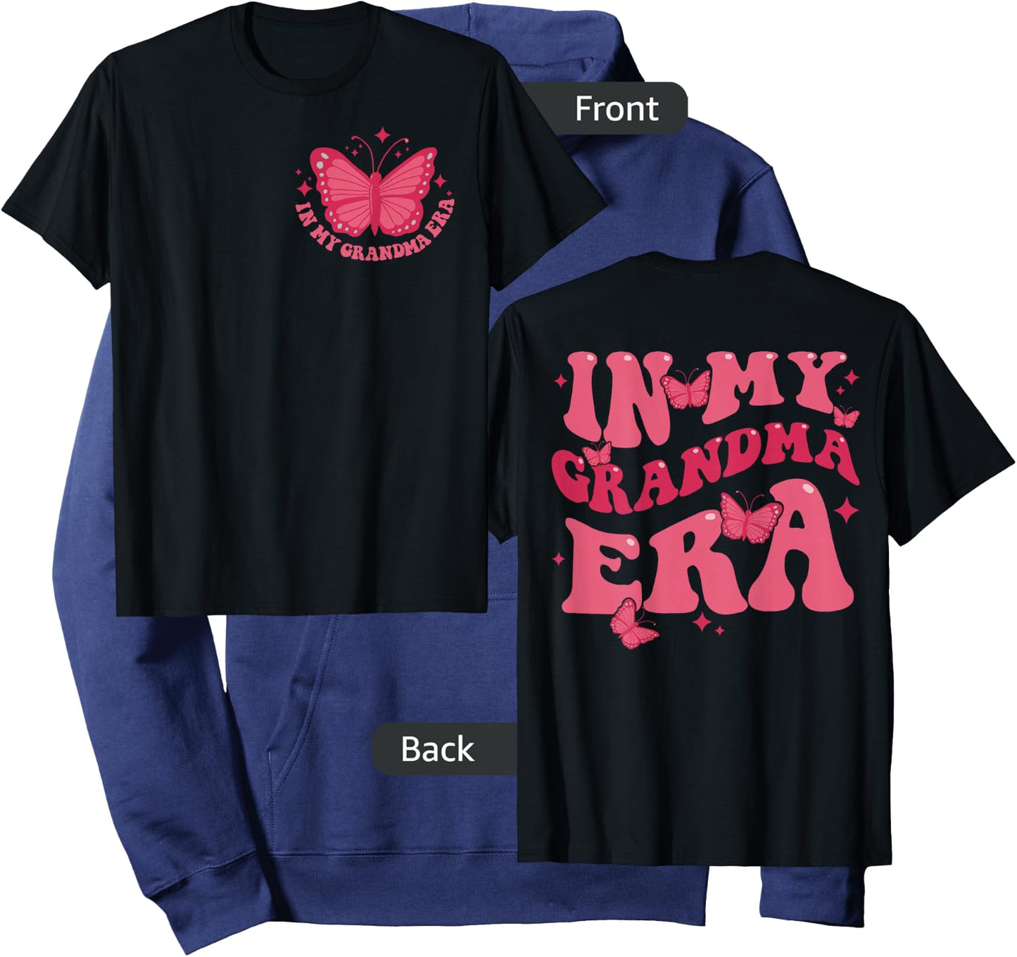 In My Grandma Era Baby Announcement for Mama Mom on Back Hoodie - Hoodie | Navy