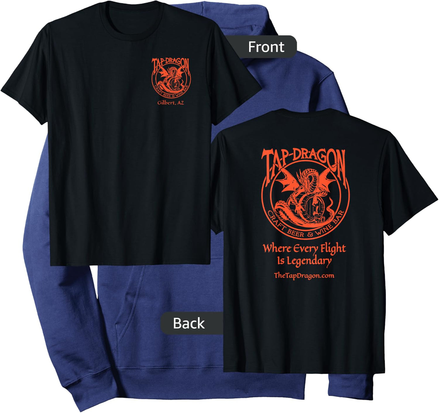 Tap Dragon Small On Top Logo Front Every Flight on Back Hoodie - Hoodie | Navy