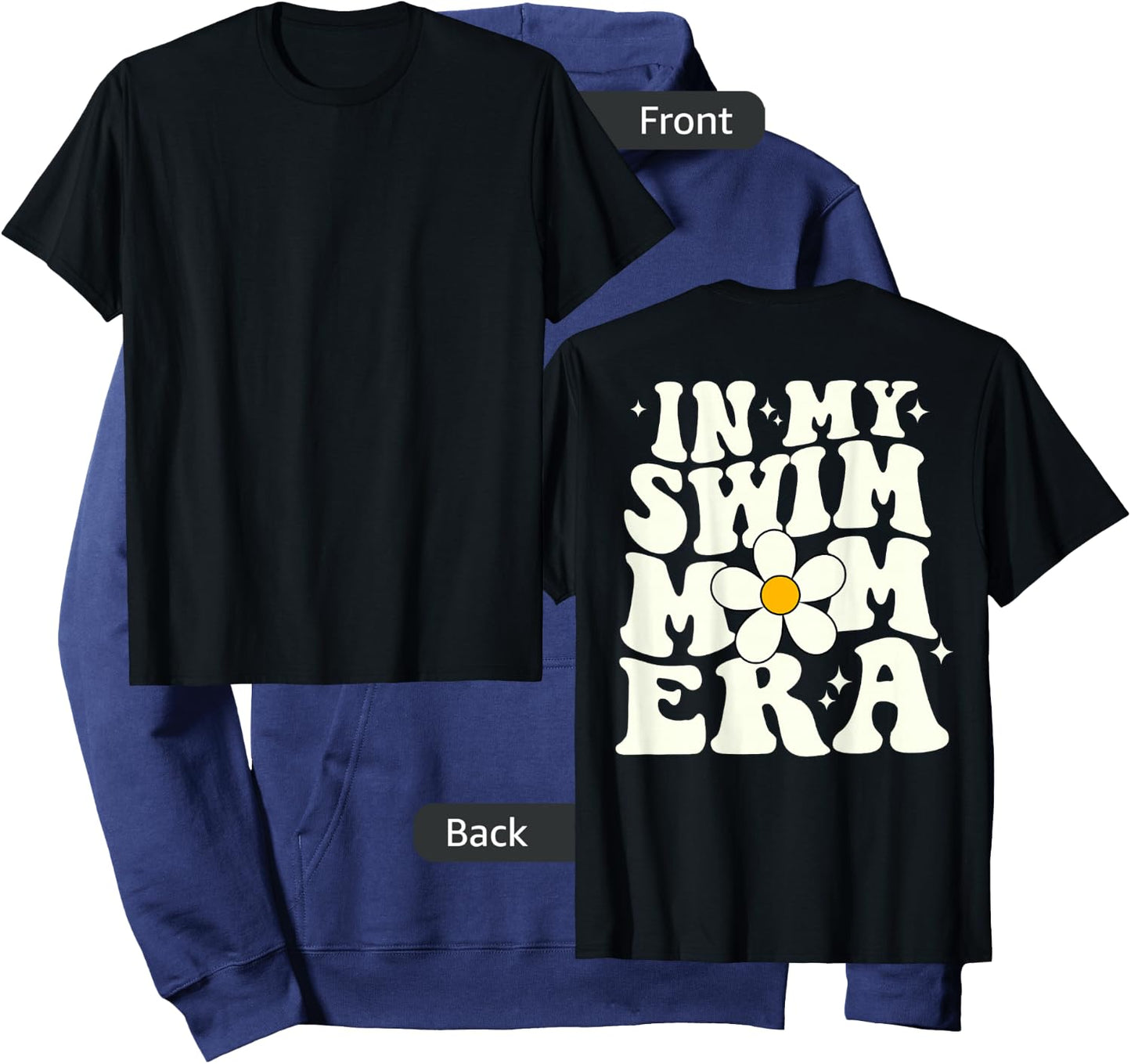 In My Swim Mom Era retro groovy swimming mom (ON BACK) Hoodie - Hoodie | Navy