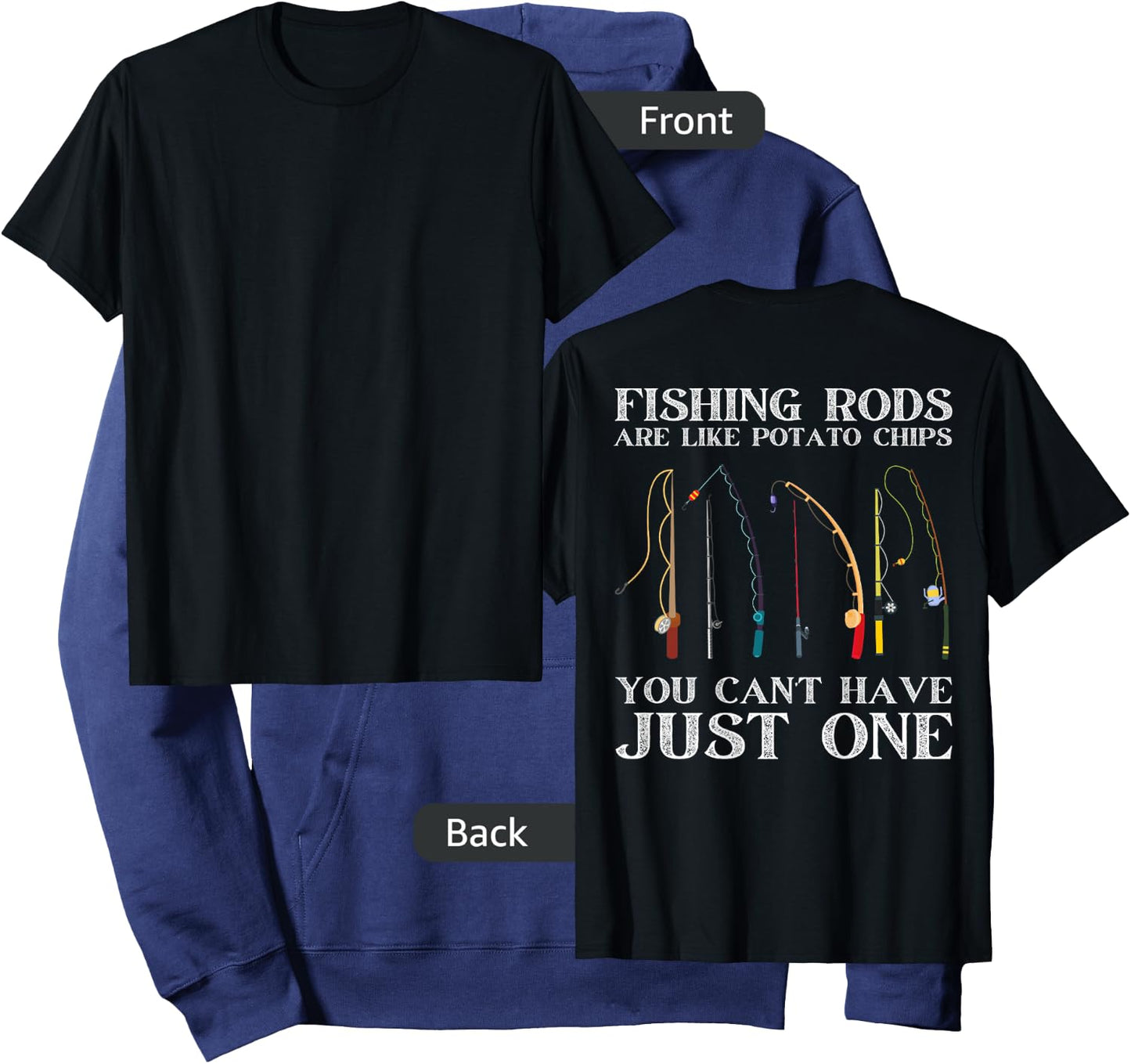 Fishing Rods Are Like Potato Chips Funny Fisherman (On Back) Hoodie - Hoodie | Navy