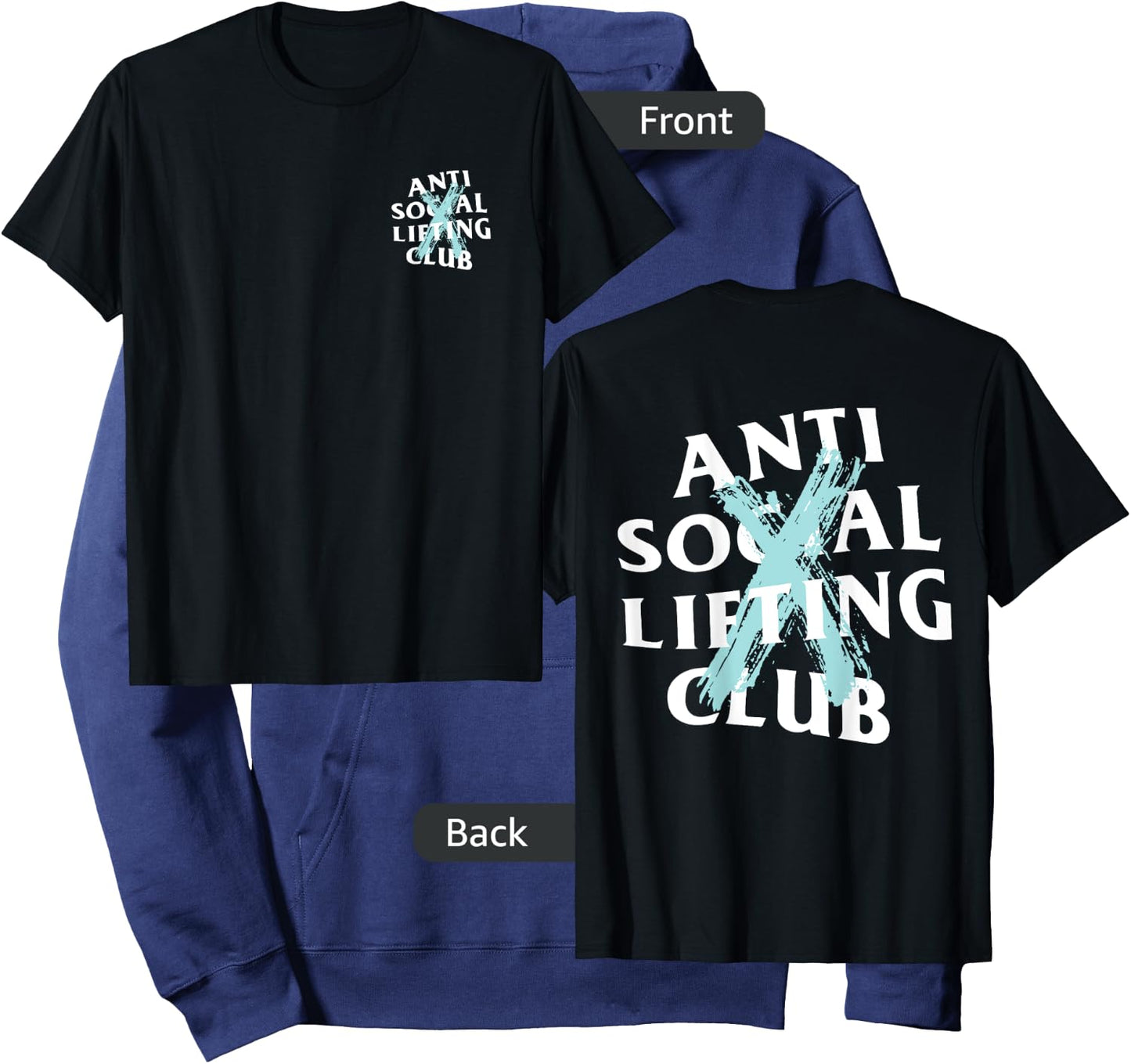 Anti Social Lifting Club: Canceled Aqua Blue (Front + Back) Hoodie - Hoodie | Navy
