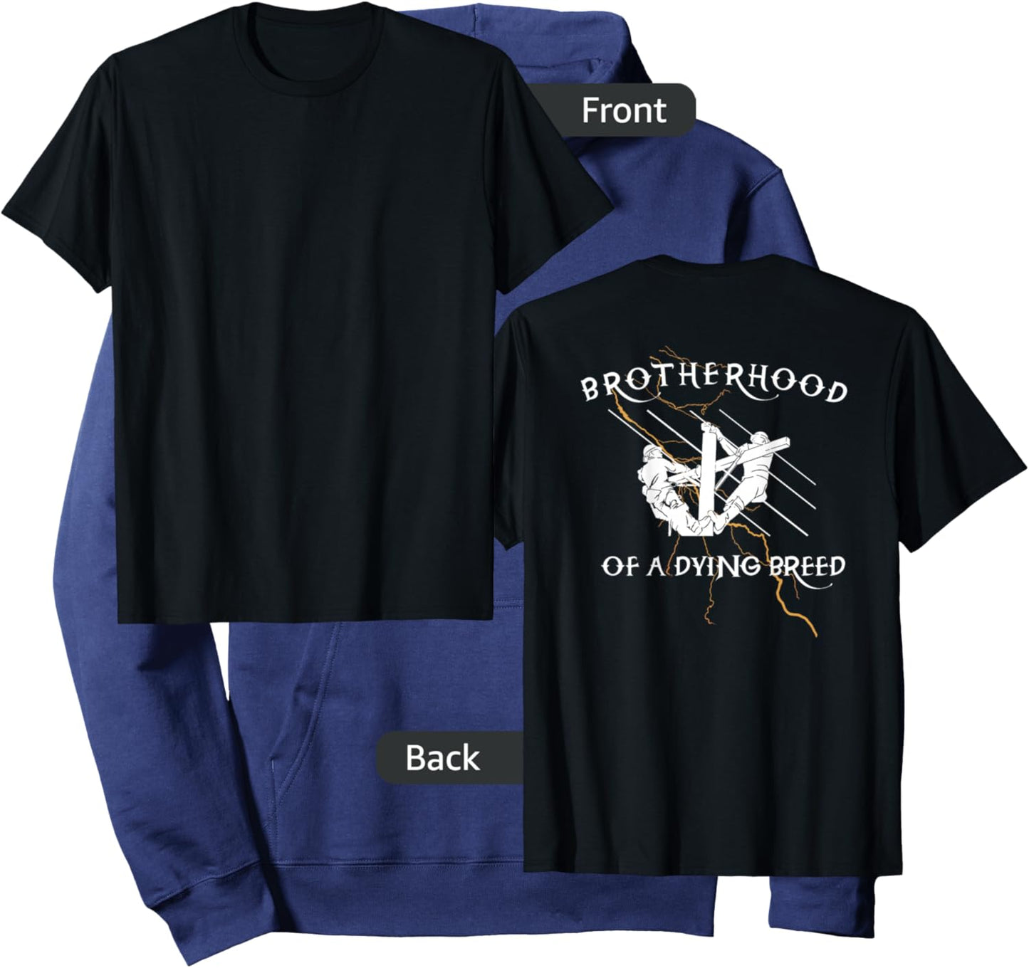 Lineman "Brotherhood Lightning Strike" Power Lineman Climber Hoodie - Hoodie | Navy