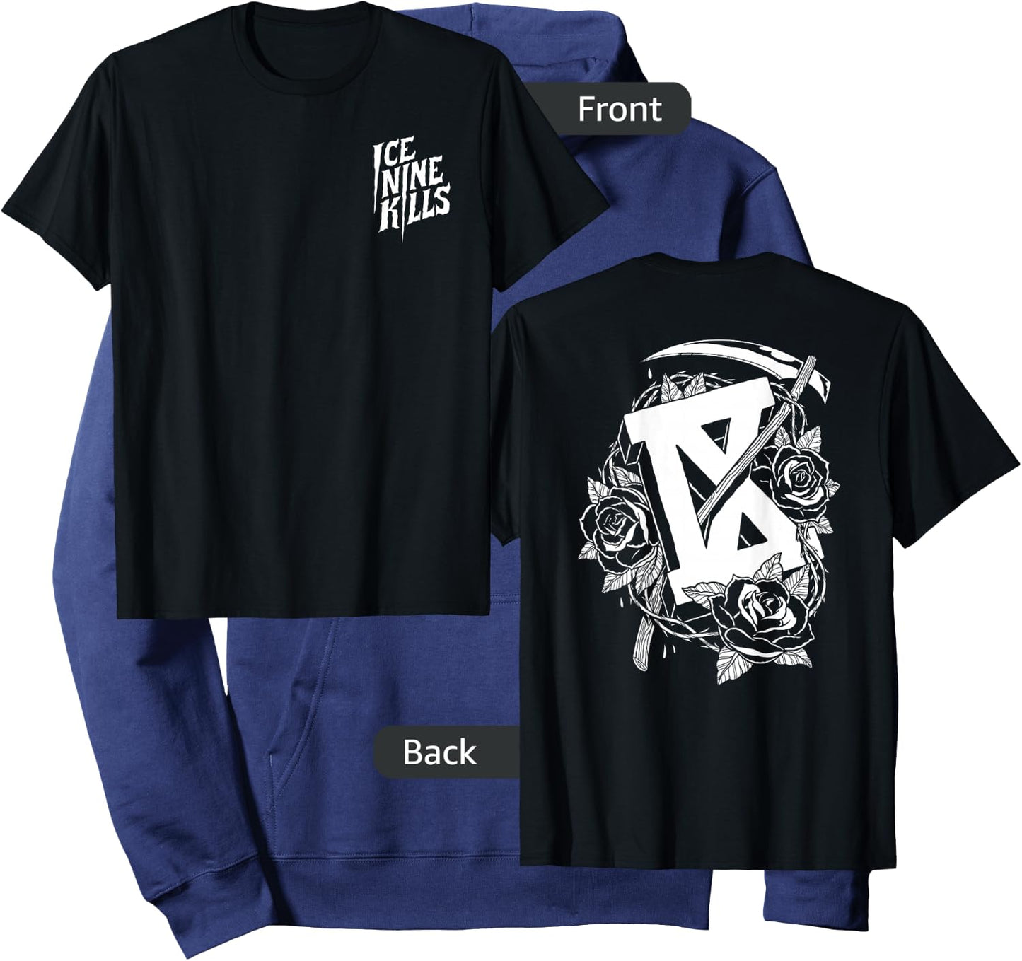 Ice Nine Kills Official Adult Floral , Black, Small Hoodie - Hoodie | Navy