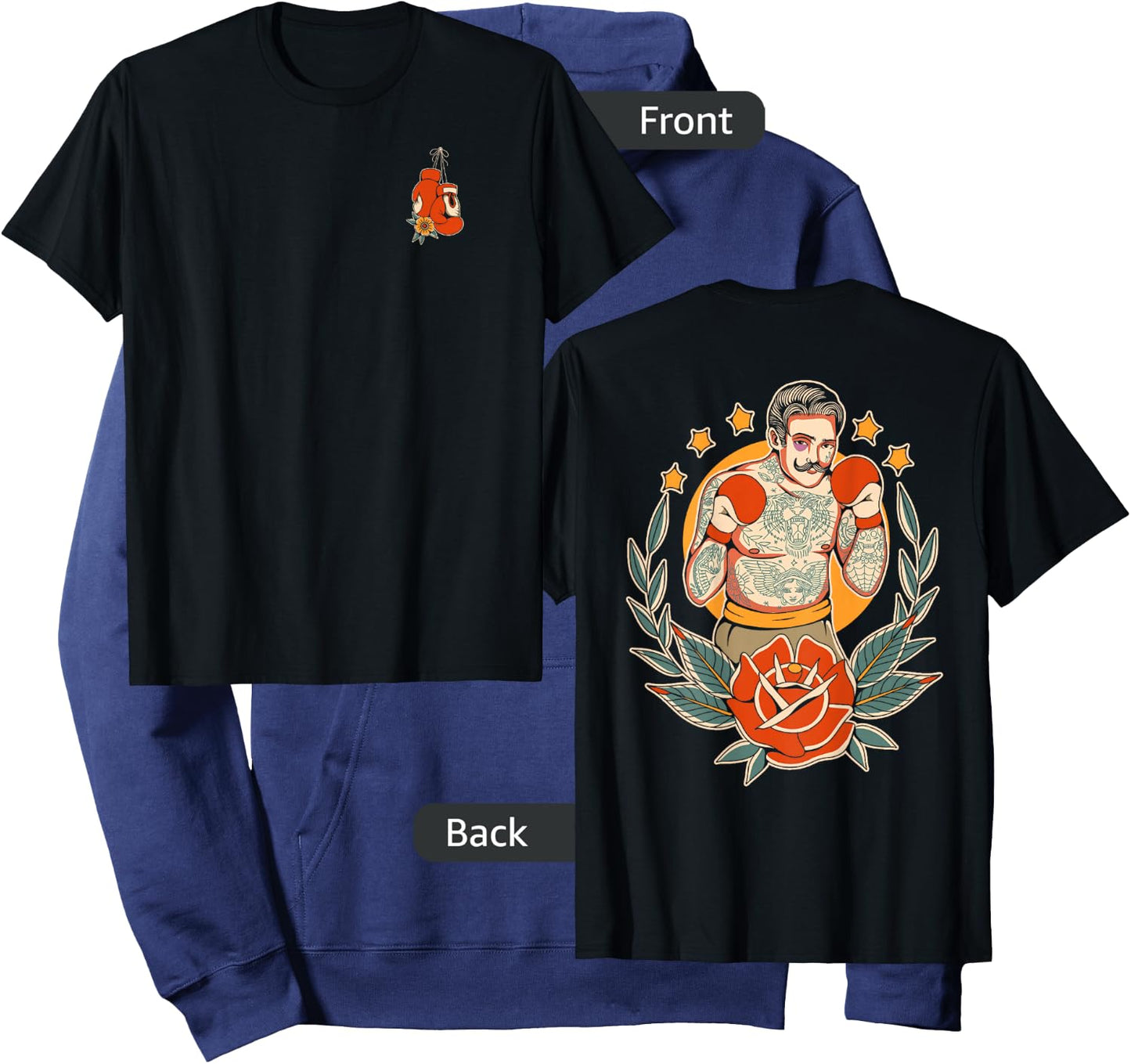 American Traditional Boxer Old School Tattoo Flash Boxing Hoodie - Hoodie | Navy