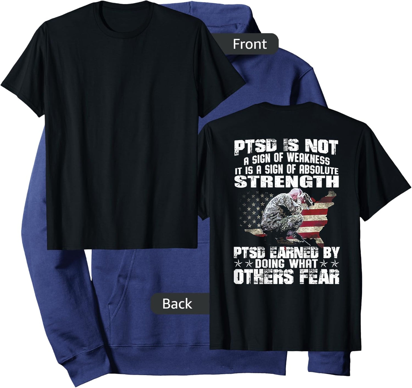 PTSD Is Not A Sign Of Weakness It Is A Sign (on back) Hoodie - Hoodie | Navy