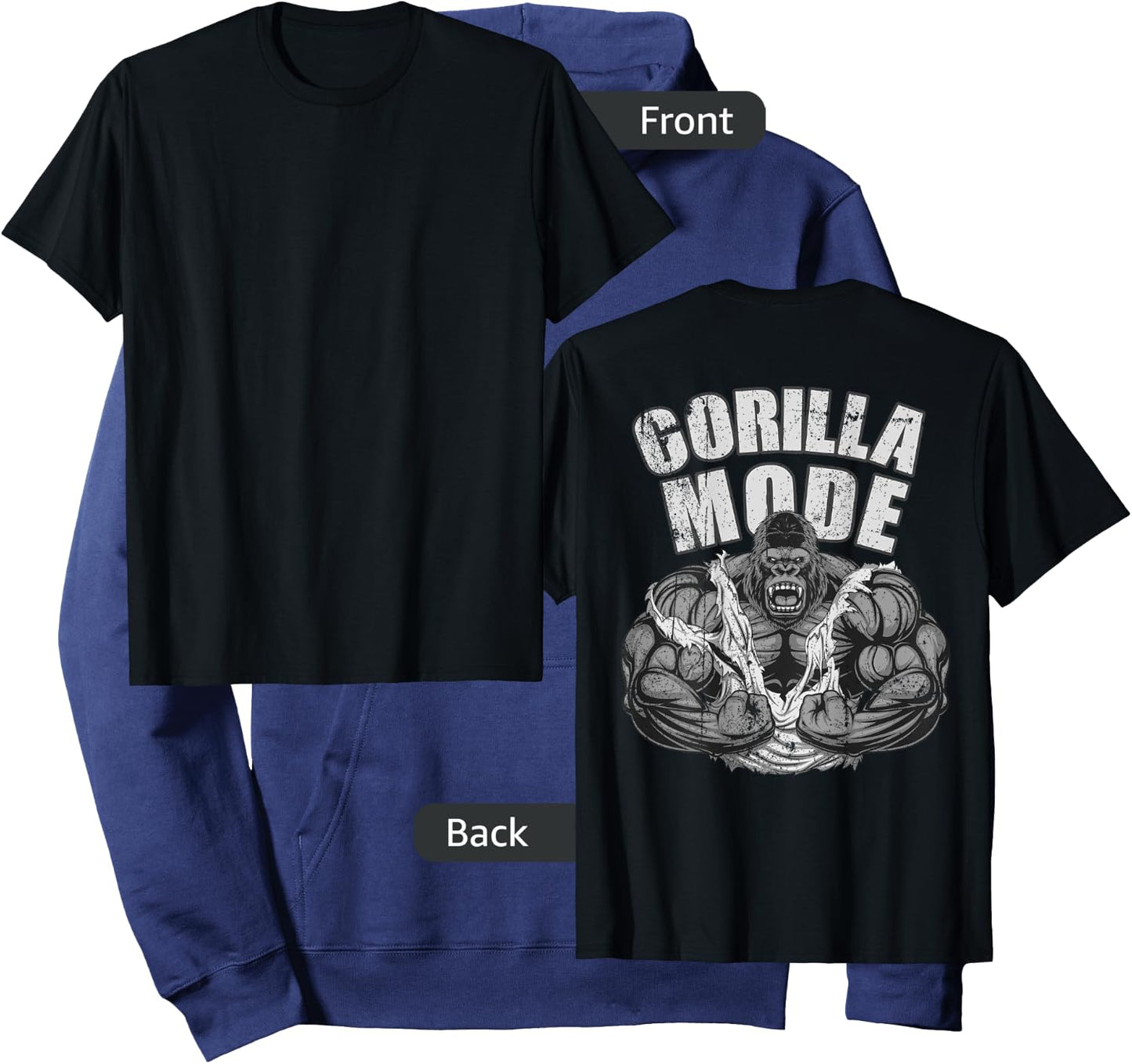 Gorilla Mode Gym Ape Fitness Coach Swole Monkey ON BACKSIDE Hoodie - Hoodie | Navy