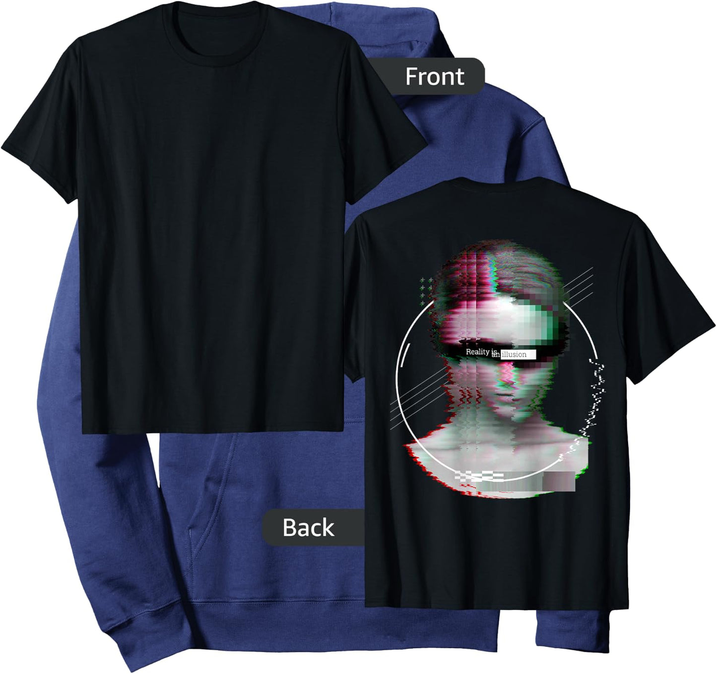Back print: Techno music Vaporwave EDM party raver festival Hoodie - Hoodie | Navy