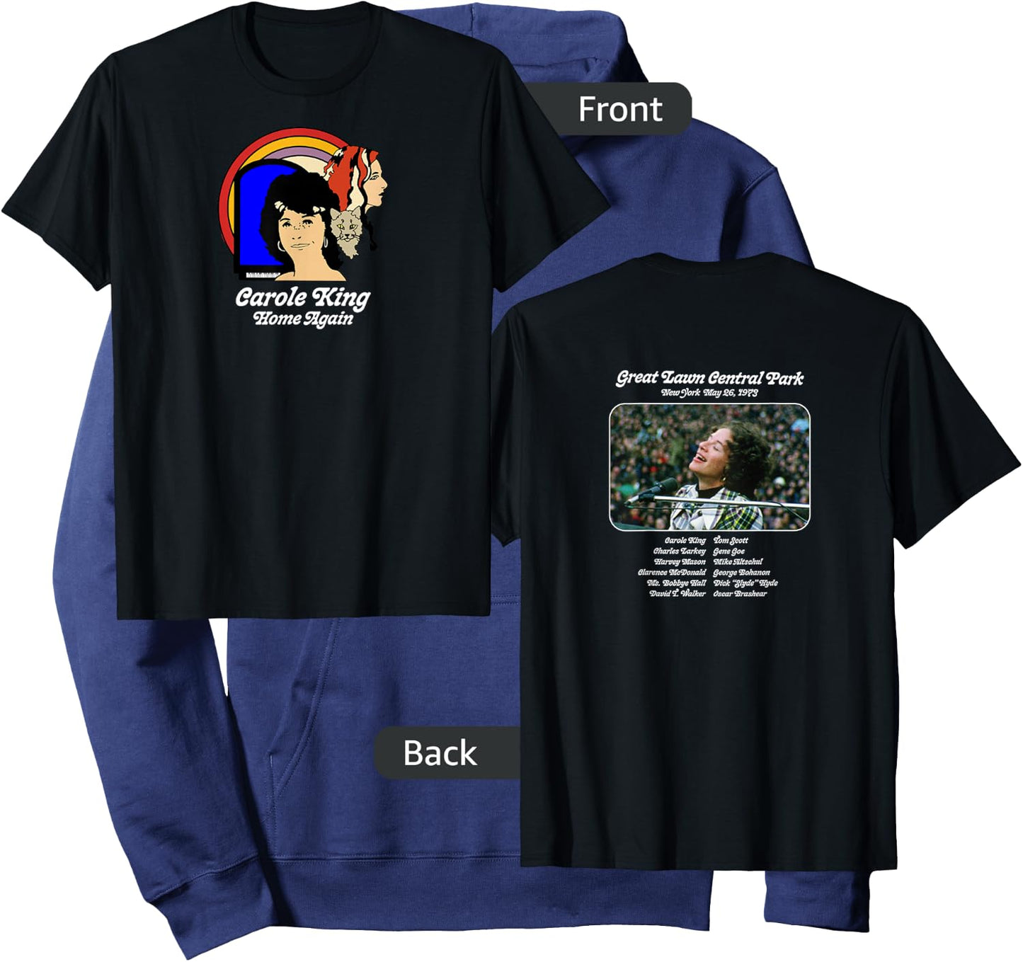 Carole King Home Again Tour 1973 Black Hoodie - Hoodie | Navy