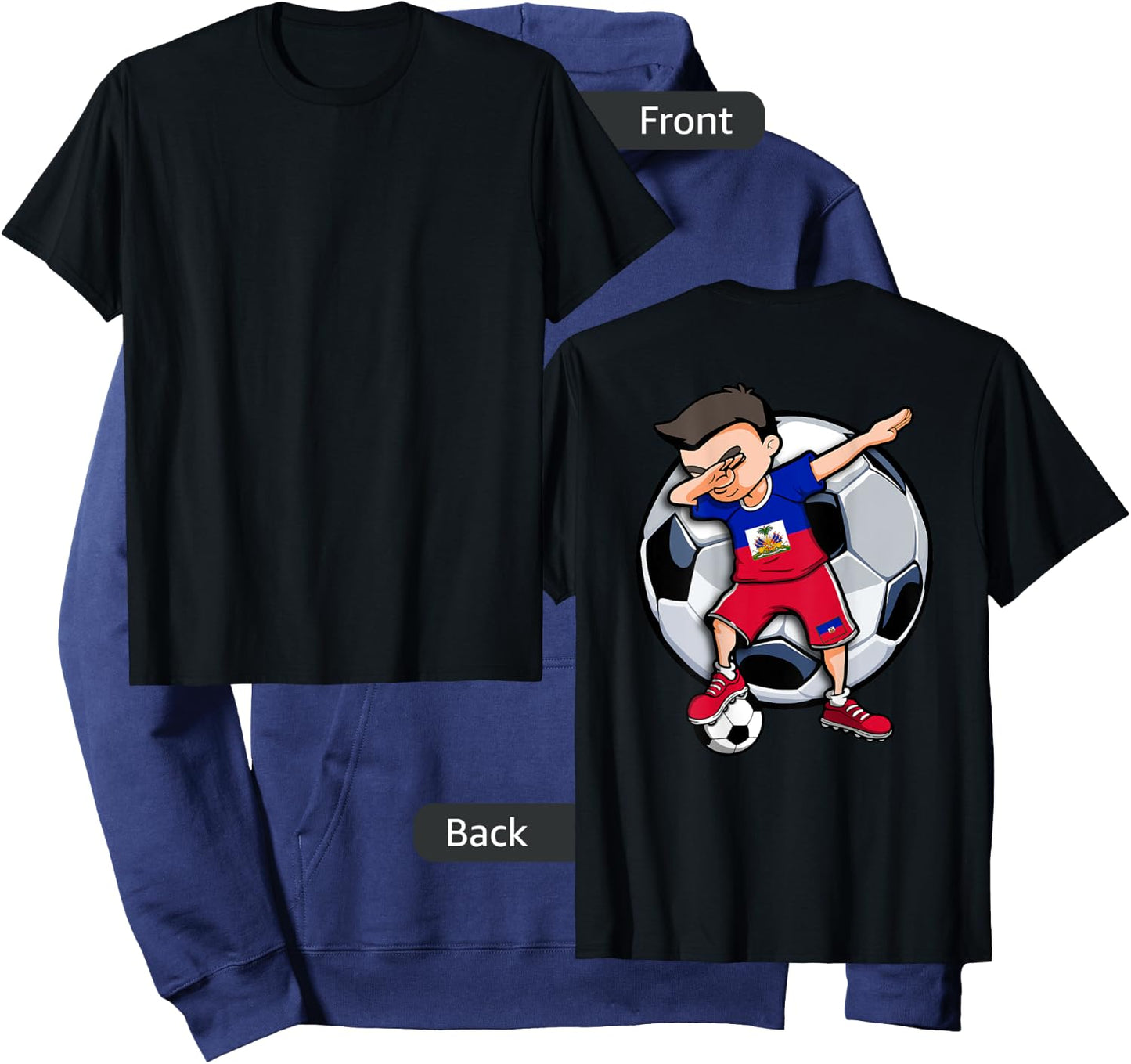 Dabbing Soccer Boy Haiti Football Fans Jersey Haitian Flag Hoodie - Hoodie | Navy
