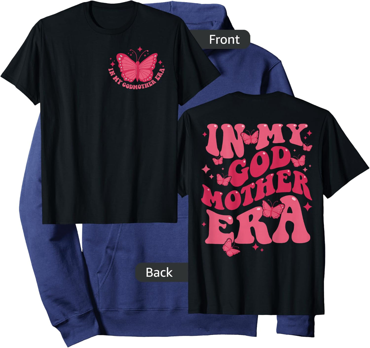 in My Godmother Era Baby Announcement for Mom on Back Hoodie - Hoodie | Navy