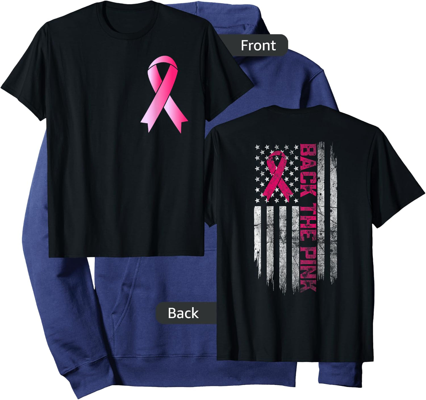 Back The Pink Breast Cancer Awareness Warrior Flag Women Men Hoodie - Hoodie | Navy
