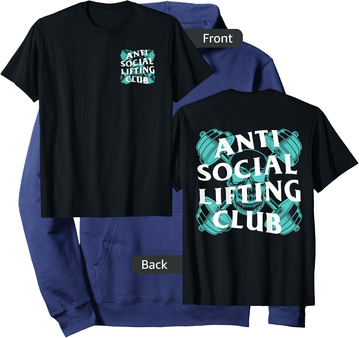 Anti Social Lifting Club: Barbells Crossed Skull (Mint) Hoodie - Hoodie | Navy
