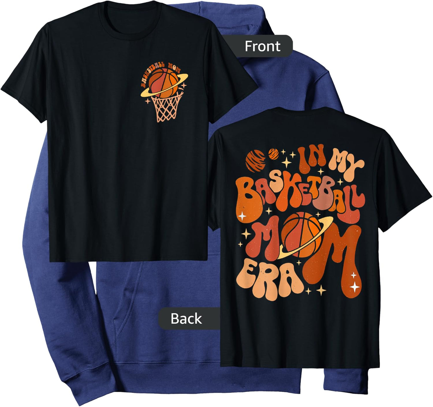 in My Basketball Mom Era Basketball Mama (On Pocket & Back) Hoodie - Hoodie | Navy