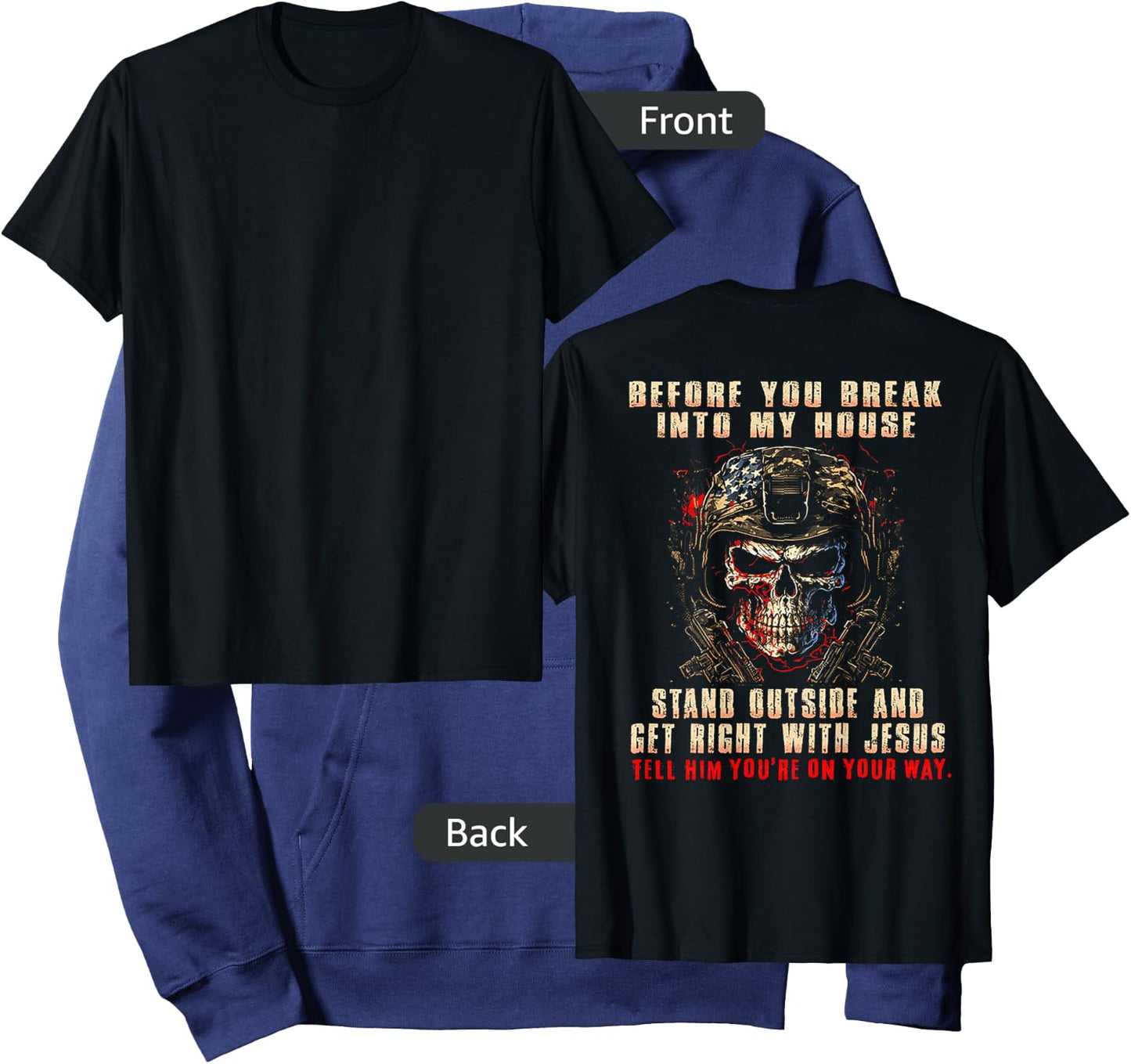 Before You Break Into My House Stand Outside (on back) Hoodie - Hoodie | Navy
