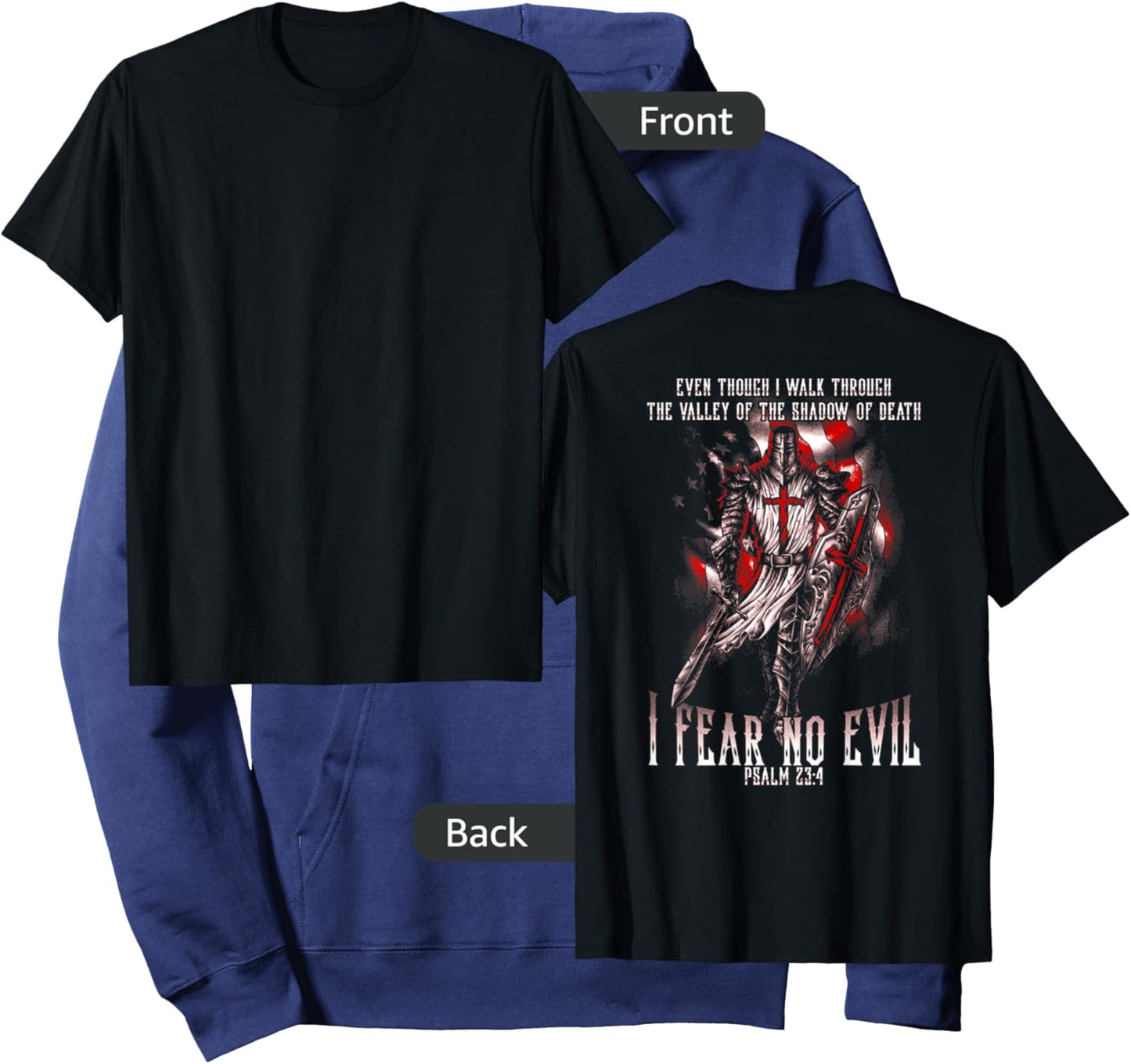 I Walk Through The Valley Of Death I Fear No Evil Crusader Hoodie - Hoodie | Navy