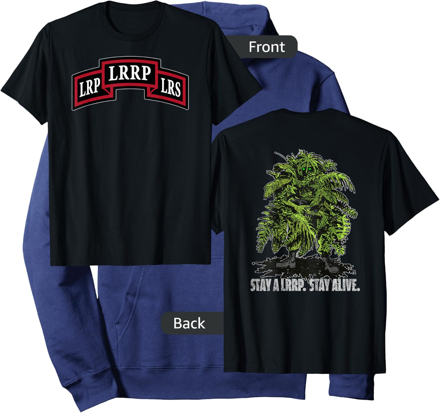 American Marauder: Stay a LRRP and Stay Alive Front and Back Hoodie - Hoodie | Navy