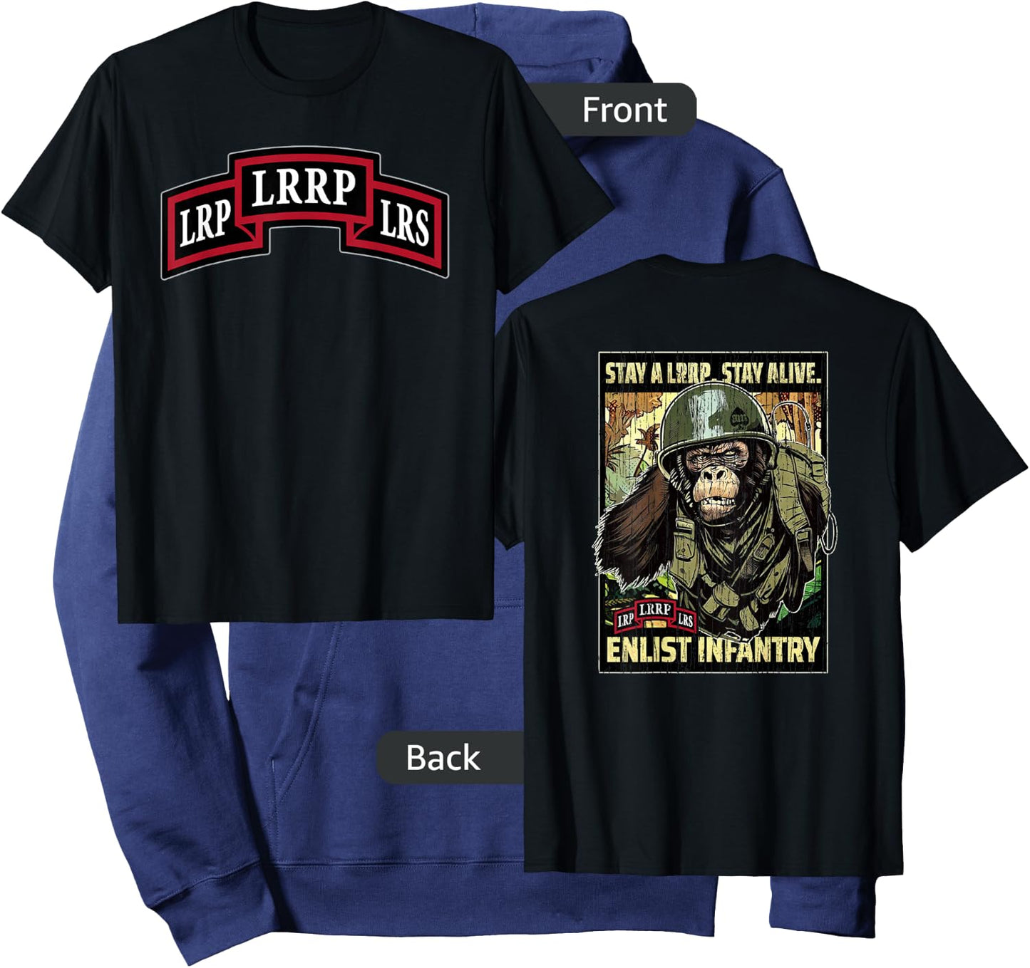 American Marauder: Stay a LRRP Front and Back Infantry Hoodie - Hoodie | Navy