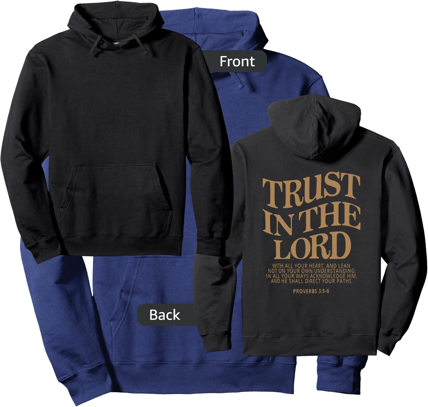 Trust In The Lord, Christian Religious Faith Jesus Hoodie - Hoodie | Navy