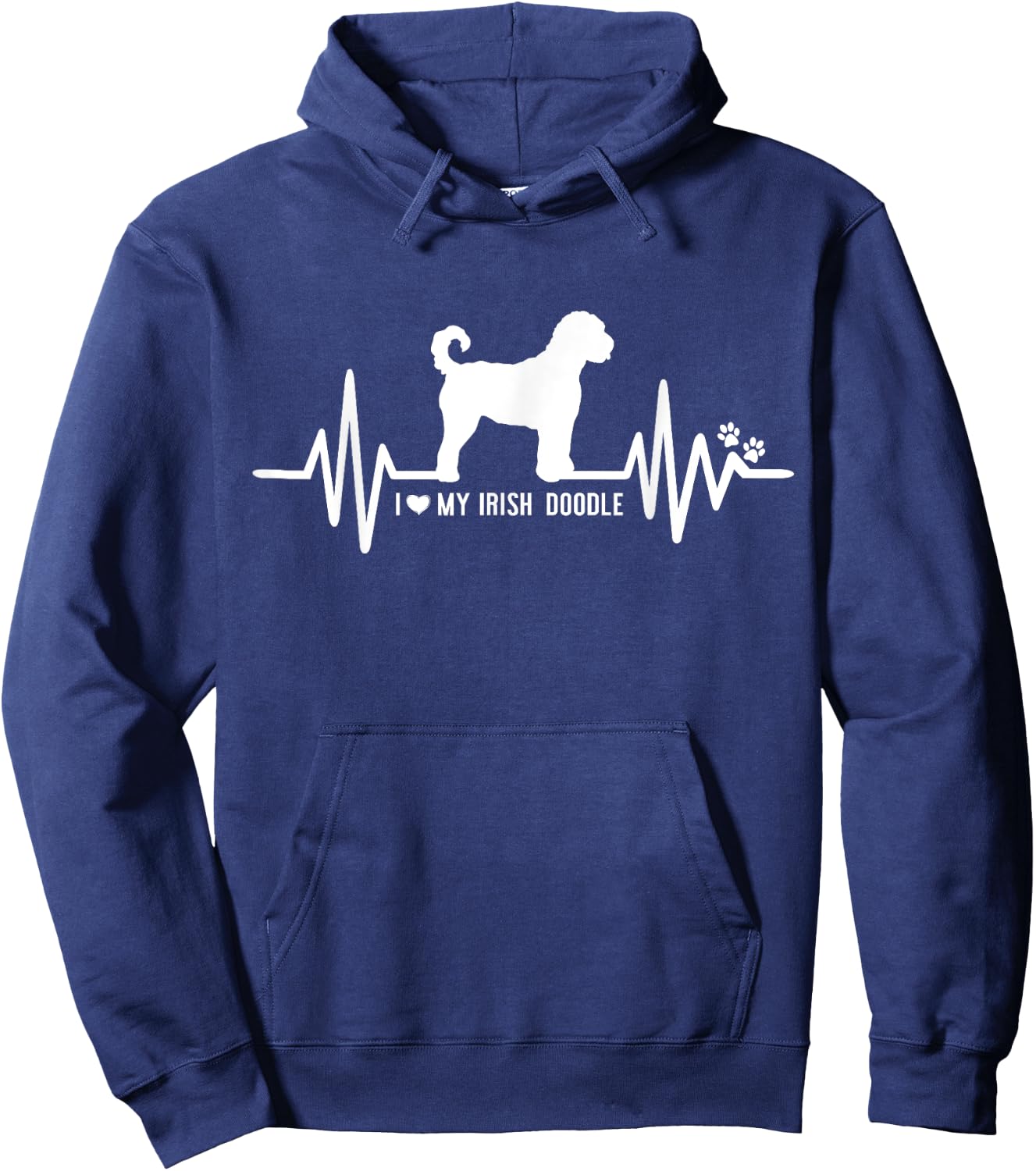 Irish Doodle Heart Beat EKG Pulse Design For Dog Lovers Women Kids Hoodie - Hoodie | Navy