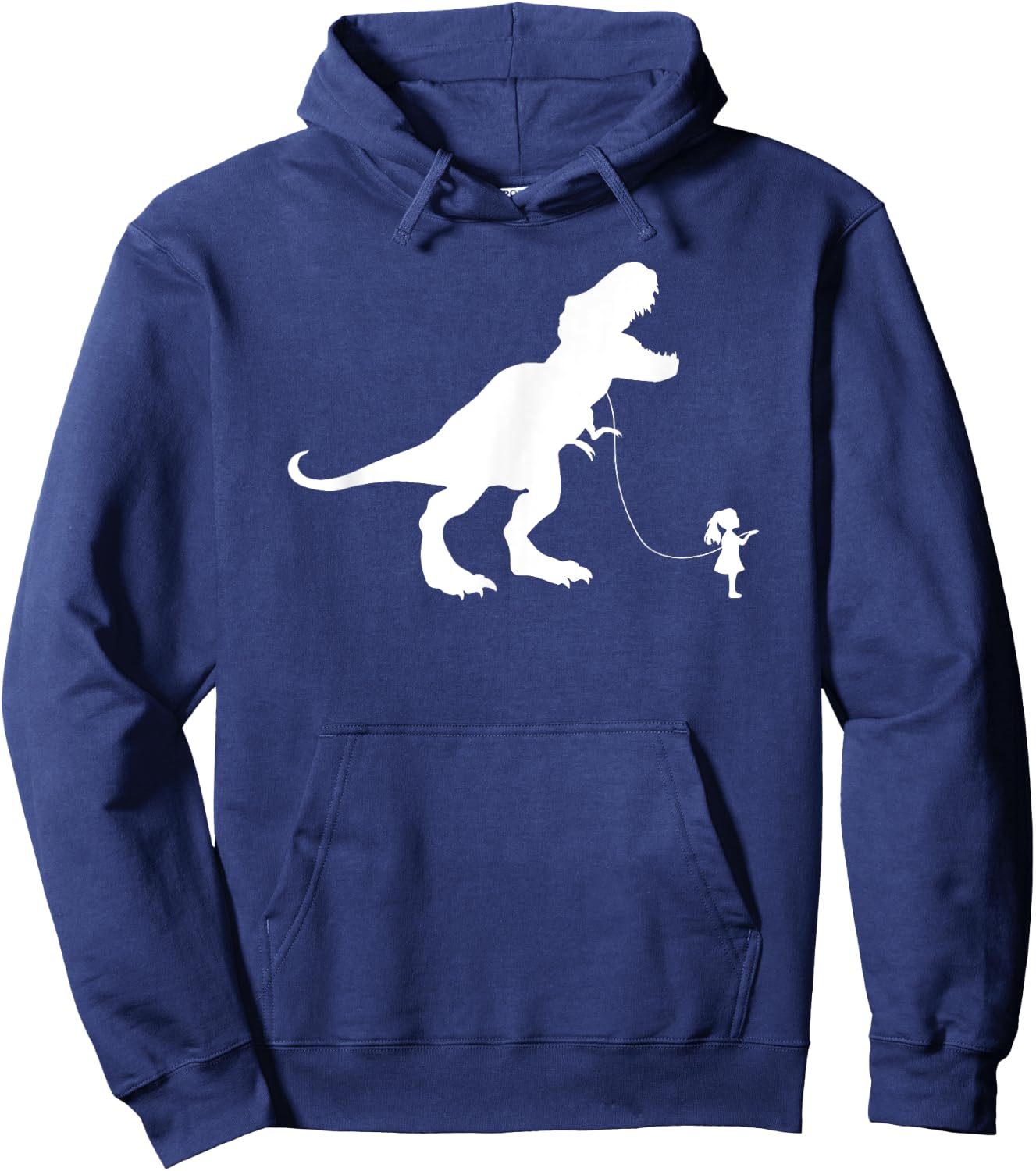 Funny TRex Pet Dinosaur Meme | Girl Walking TREX on a Leash Hoodie - Hoodie | Navy