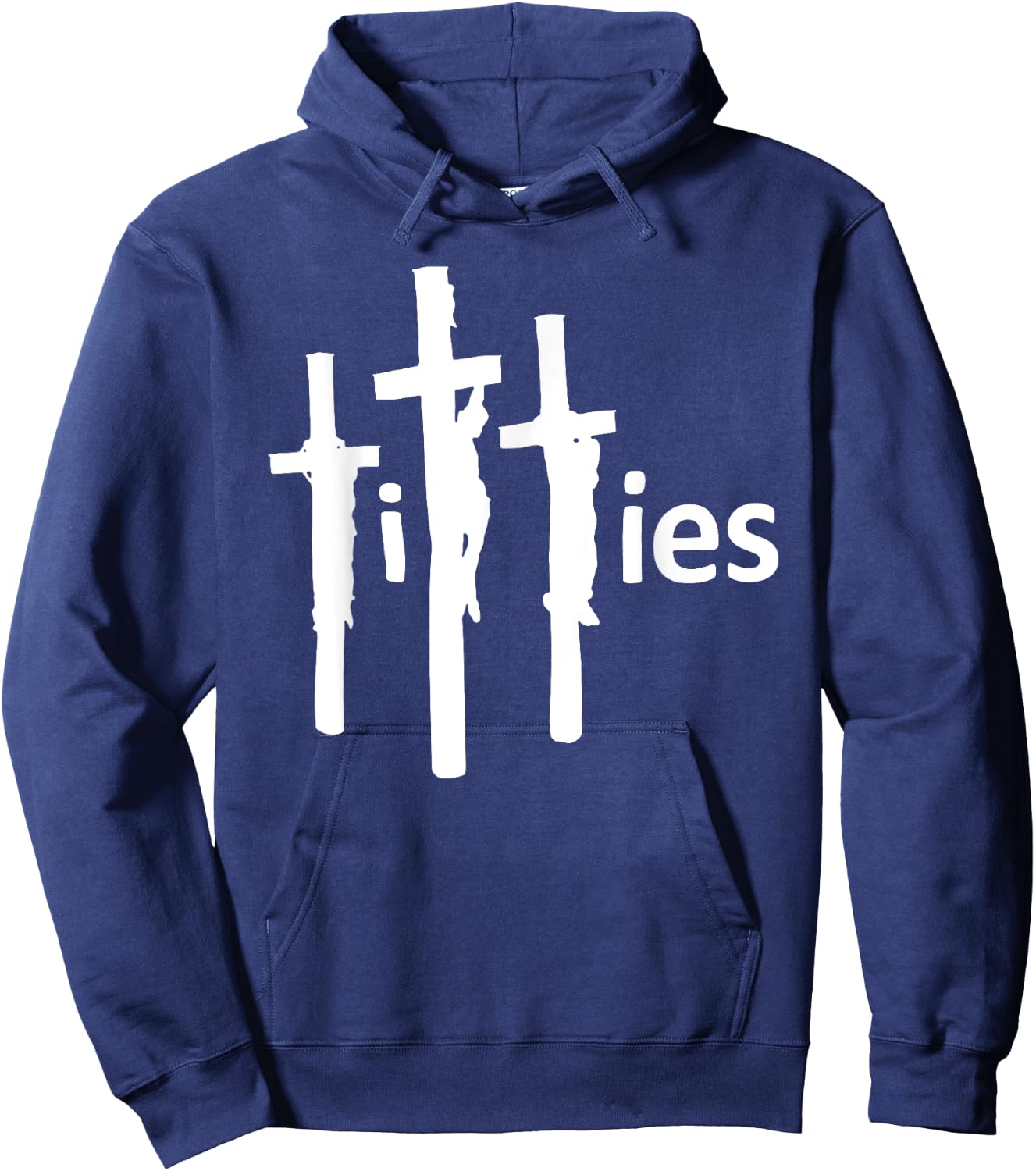 Titties on the Cross, Funny Offensive, Funny Sarcastic Jesus Hoodie - Hoodie | Navy