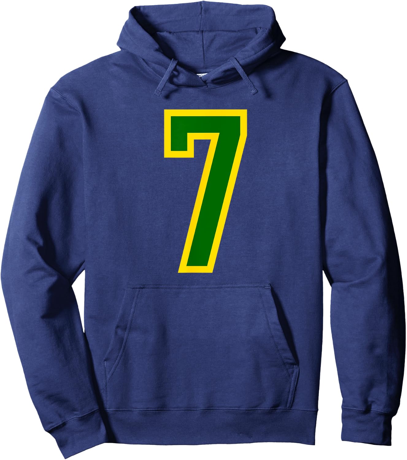 Number #7 Green Yellow Sport Number 7 Hoodie - Hoodie | Navy