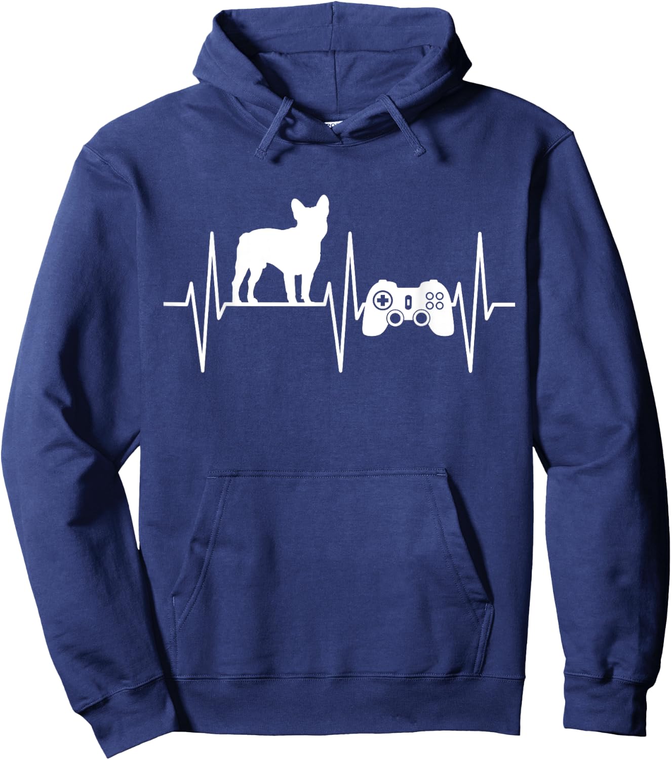 French Bulldog Shirt Gamer Video Gaming EKG Bulldog Lover Women Kids Hoodie - Hoodie | Navy