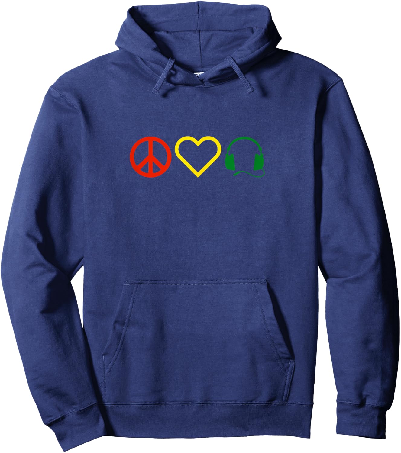 Peace Love Music Reggae Logo Hoodie - Hoodie | Navy