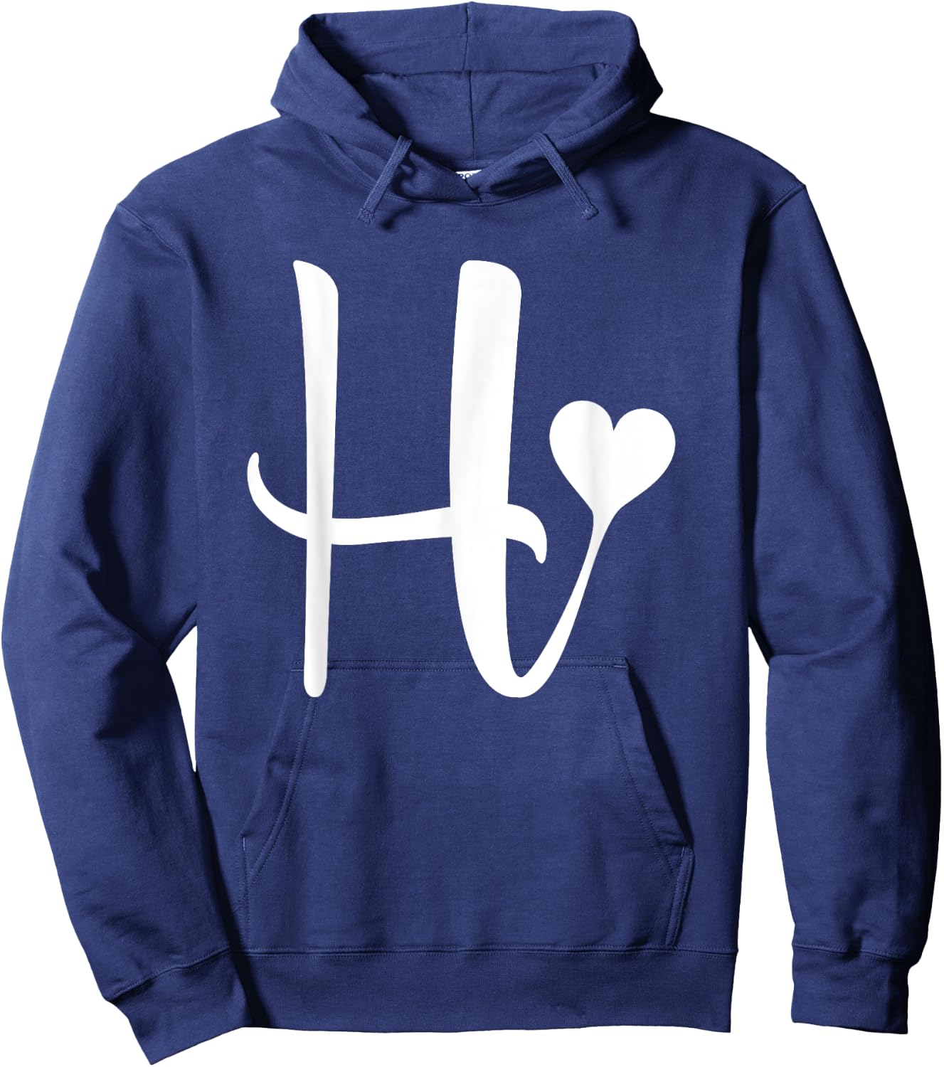 white letter H monogram initial minimalist heart graphic Hoodie - Hoodie | Navy