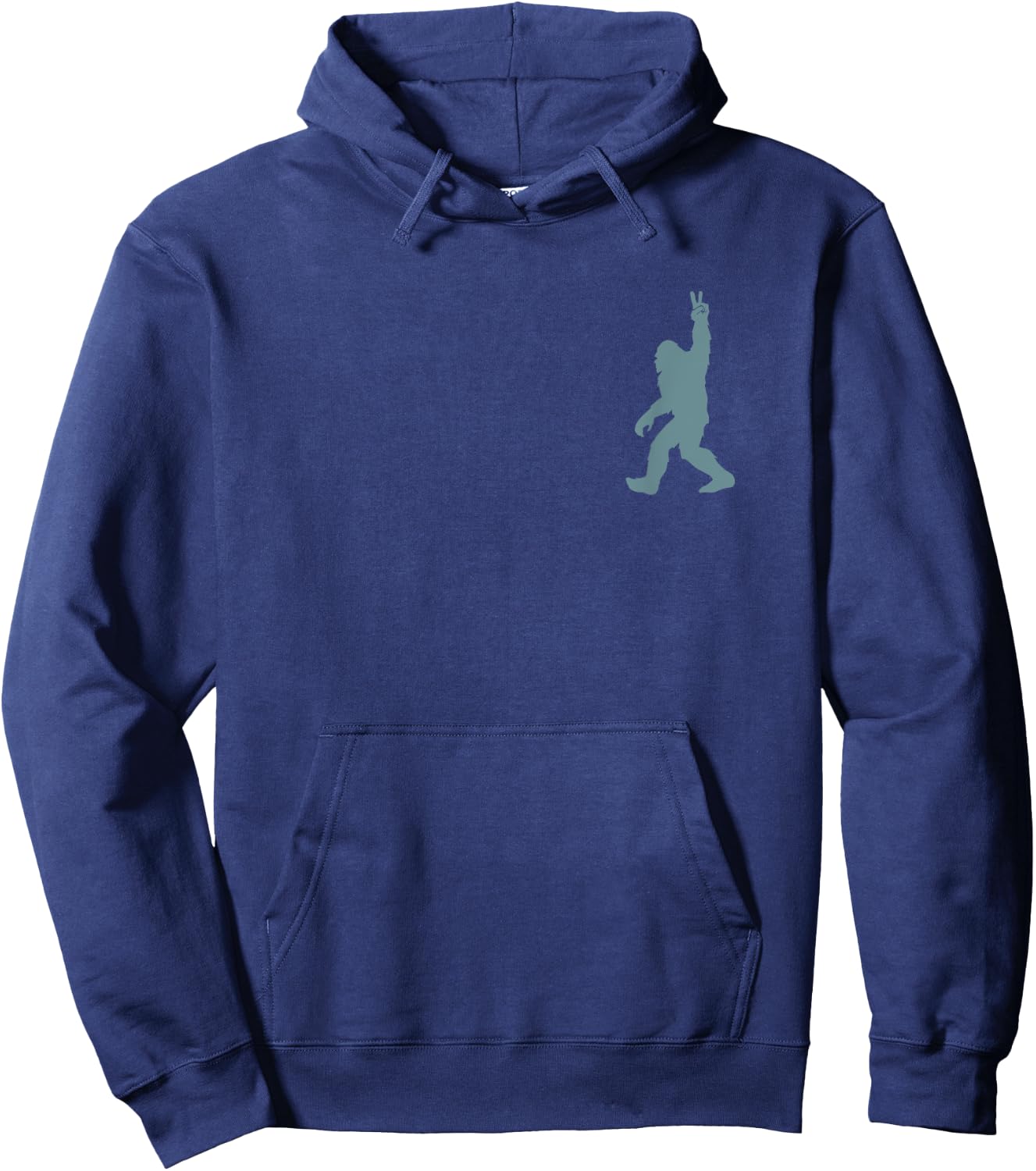 Funny Bigfoot Sasquatch Peace Sign Big Foot Squatch Pocket Hoodie - Hoodie | Navy