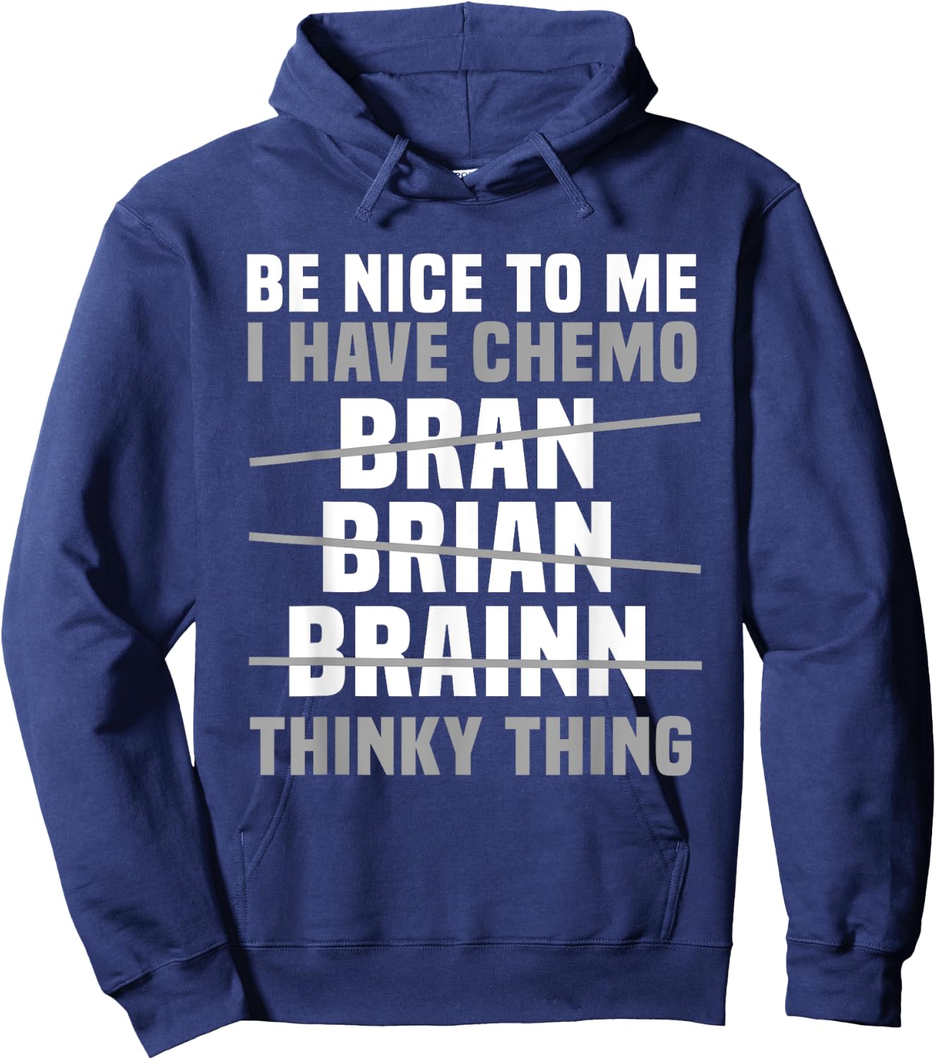 Brain Cancer Patient Chemo Gray Awareness Ribbon Hoodie - Hoodie | Navy