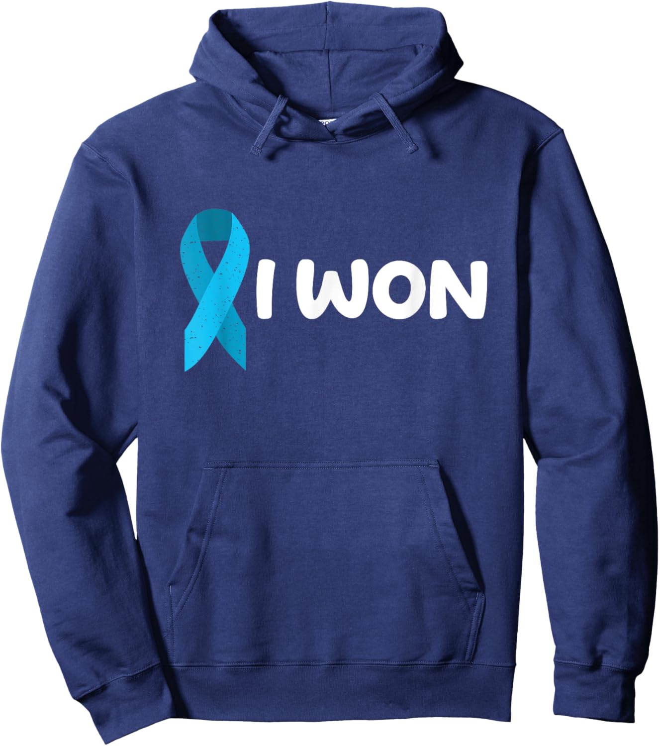 I Won! Colon Cancer survivor. Blue color ribbon Hoodie - Hoodie | Navy
