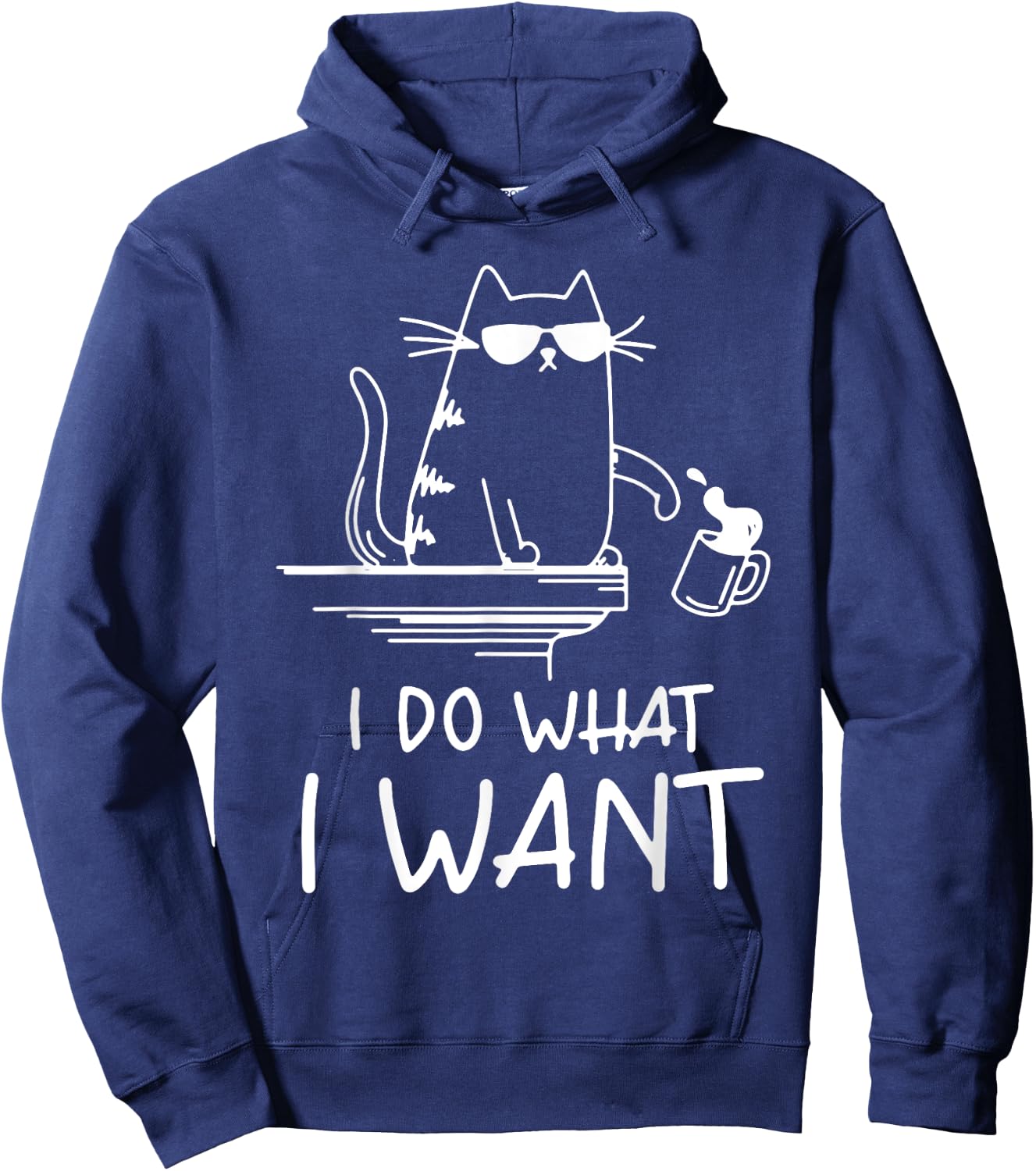 funny cat , I do what I want , cool cat Men Women Girls Kids Hoodie - Hoodie | Navy