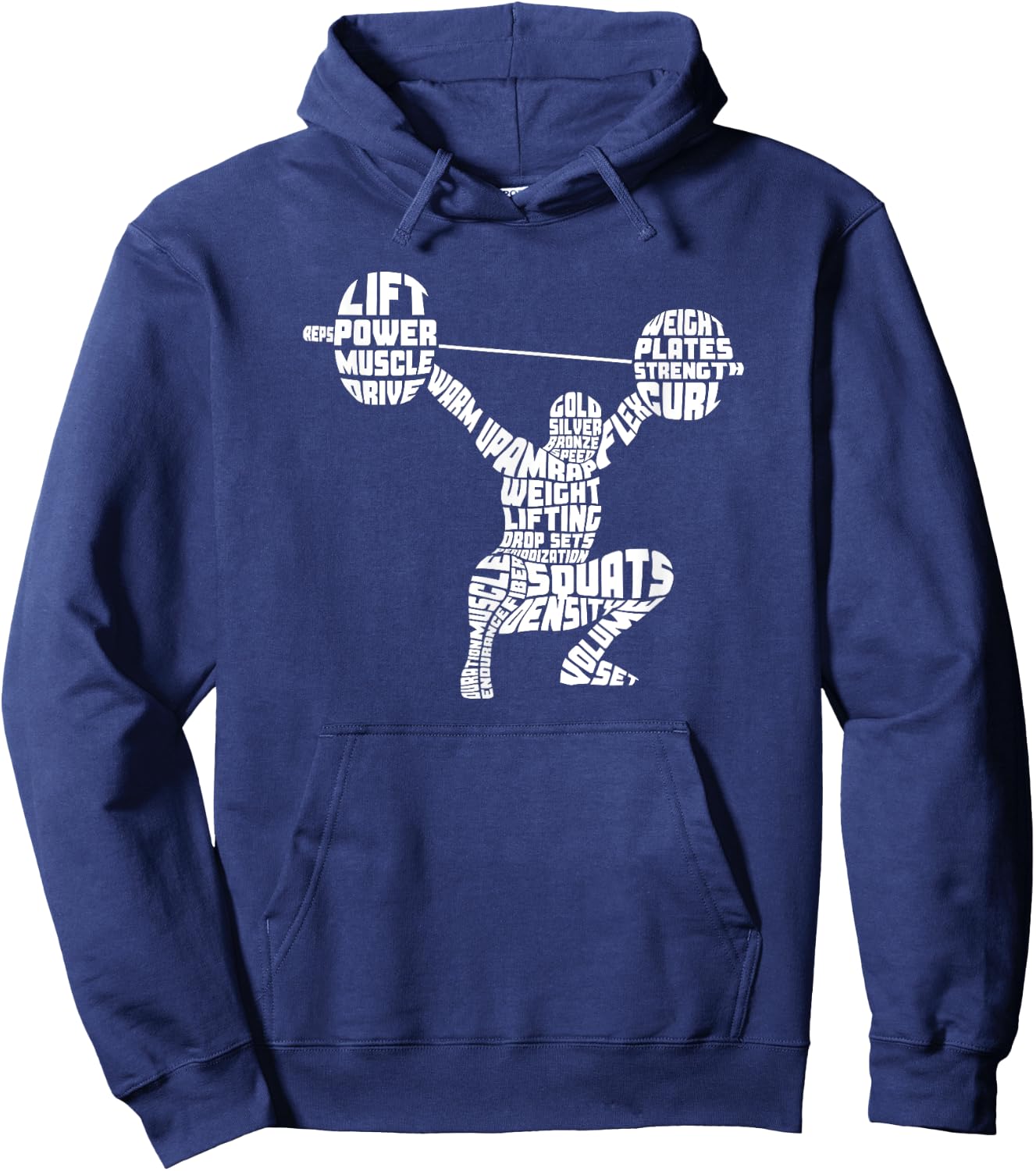 Weightlifting Typography Fitness Gym Word Art Hoodie - Hoodie | Navy
