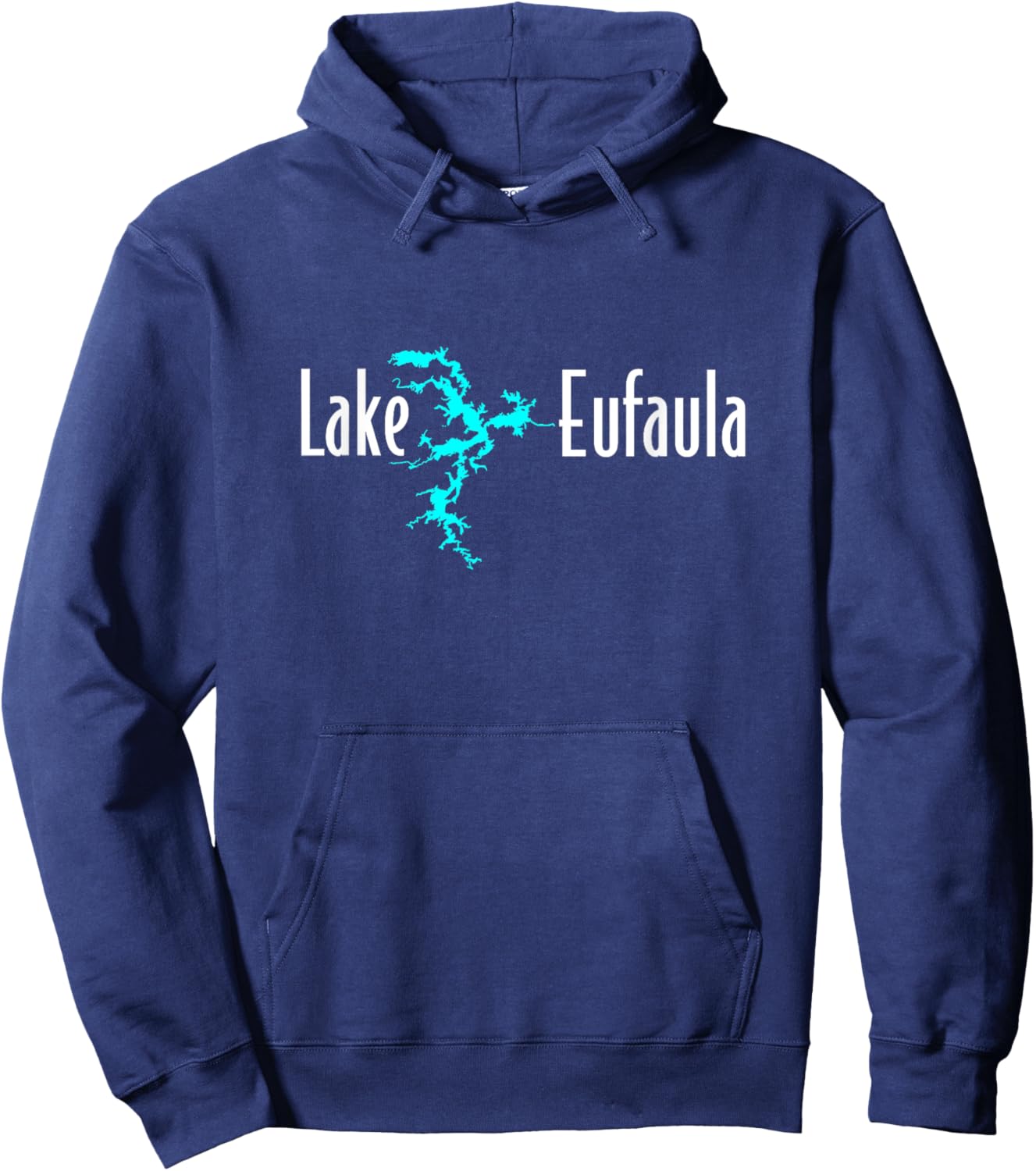 Minimalist Lake Eufaula, Oklahoma Hoodie - Hoodie | Navy