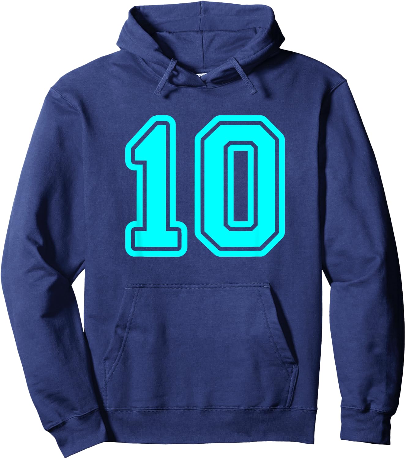 Jersey #10 Cyan Sports Team Player Fan Jersey Number 10 Hoodie - Hoodie | Navy
