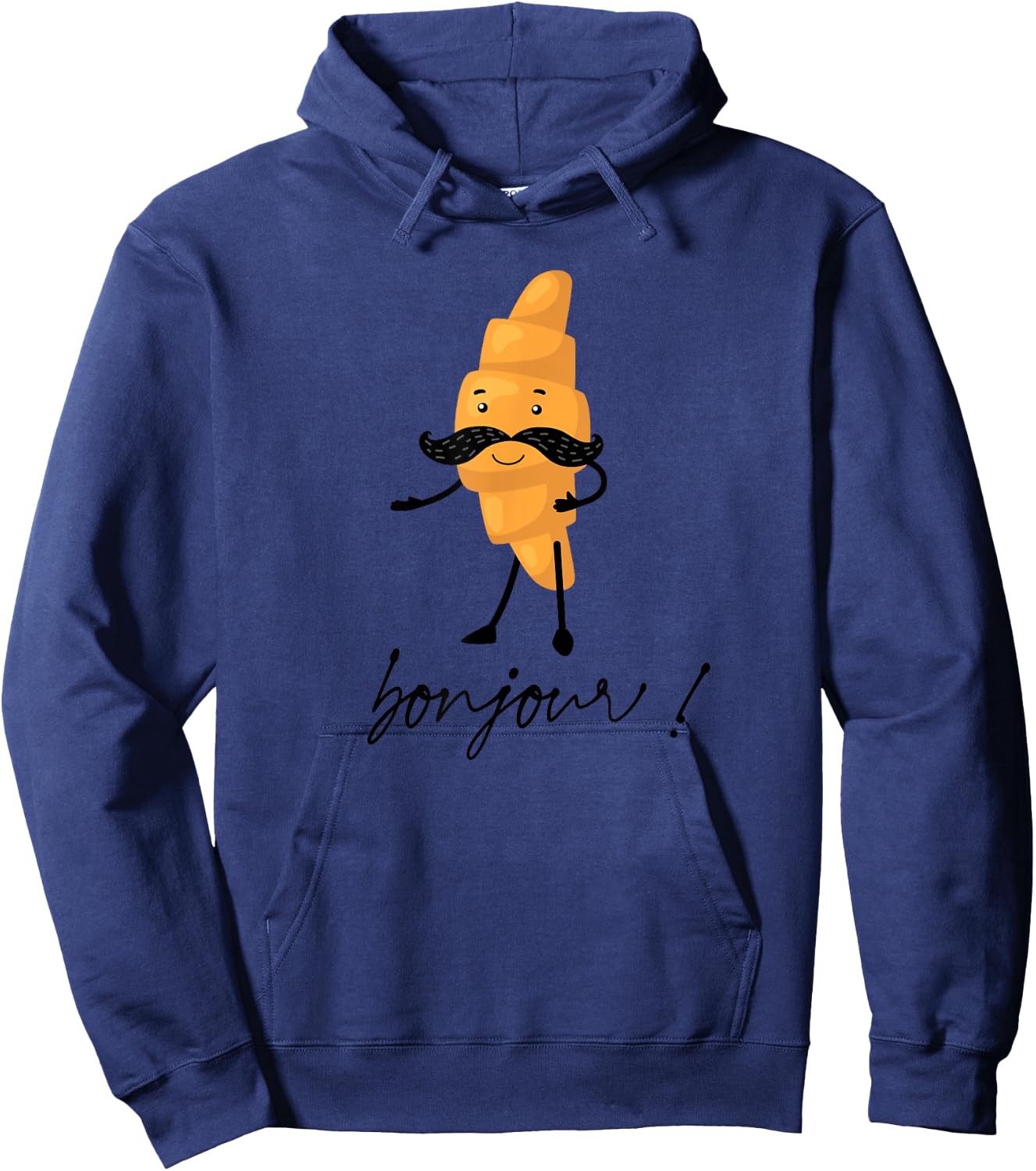Bonjour Cute Croissant With Mustache Funny France Girls Trip Hoodie - Hoodie | Navy
